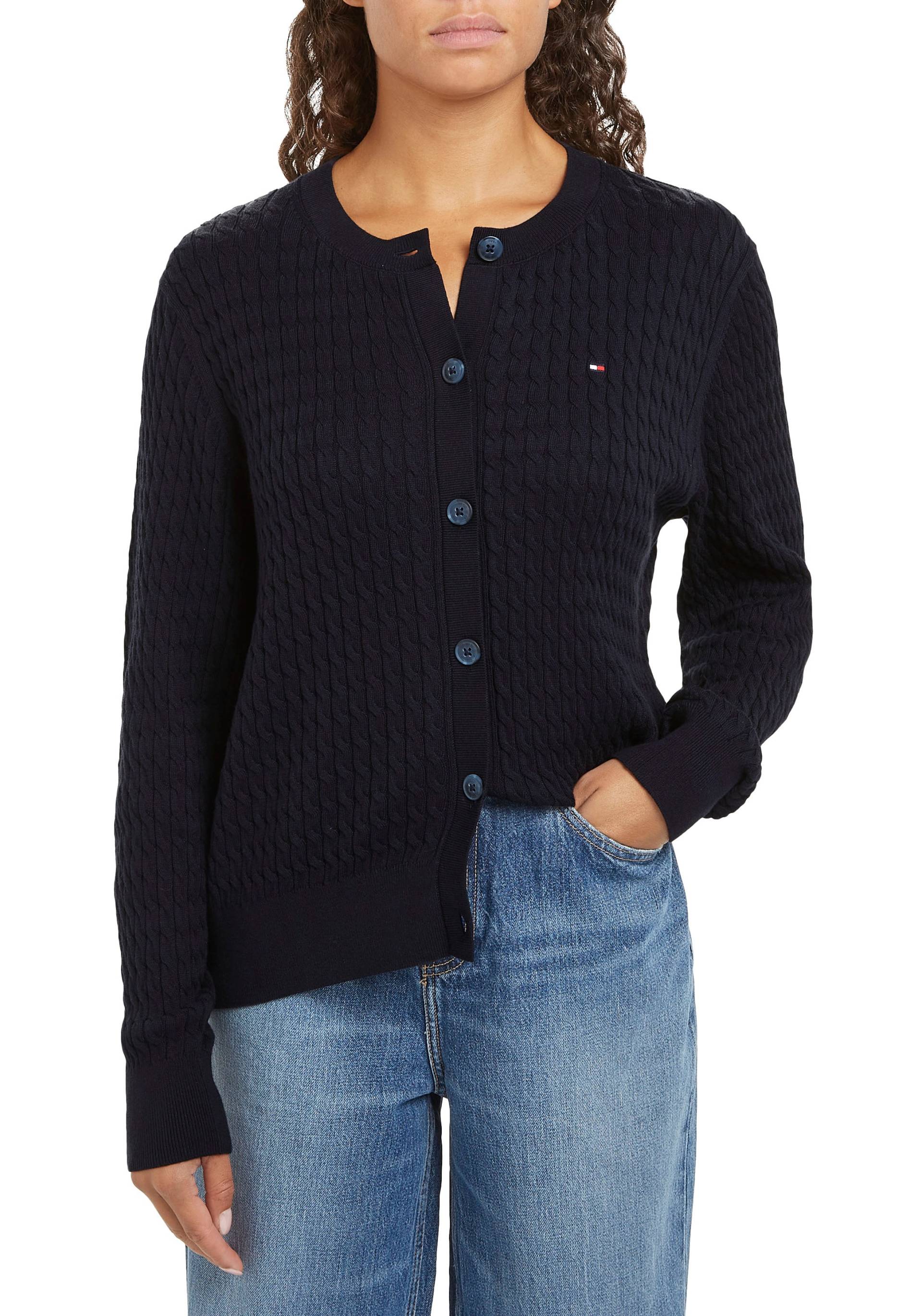 Tommy Hilfiger Strickjacke »CO CABLE C-NK CARDIGAN«, mit Zopfstruktur von Tommy Hilfiger