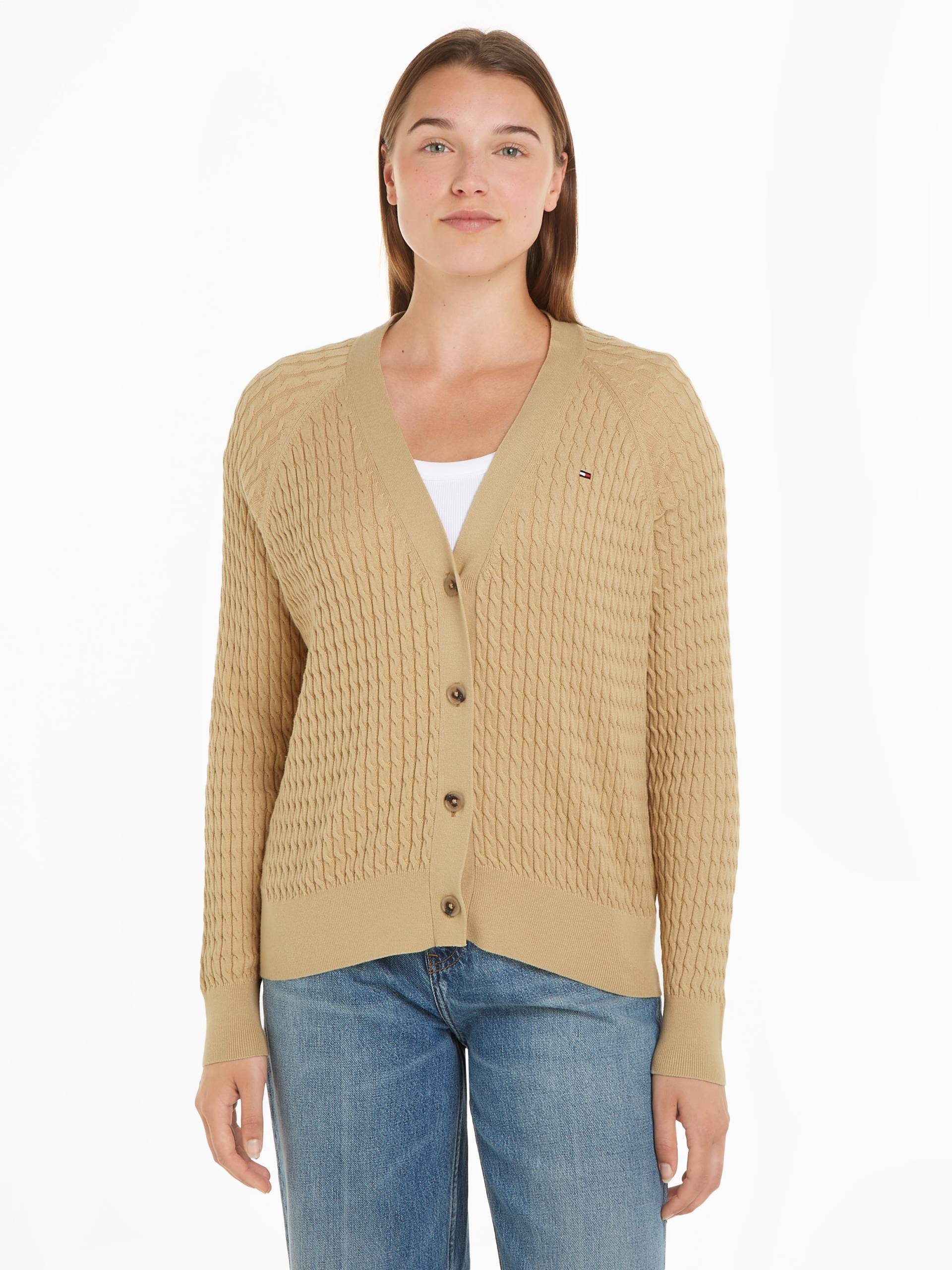 Tommy Hilfiger Strickjacke »CO CABLE V-NK CARDIGAN«, mit gestricktem Zopfmuster von Tommy Hilfiger