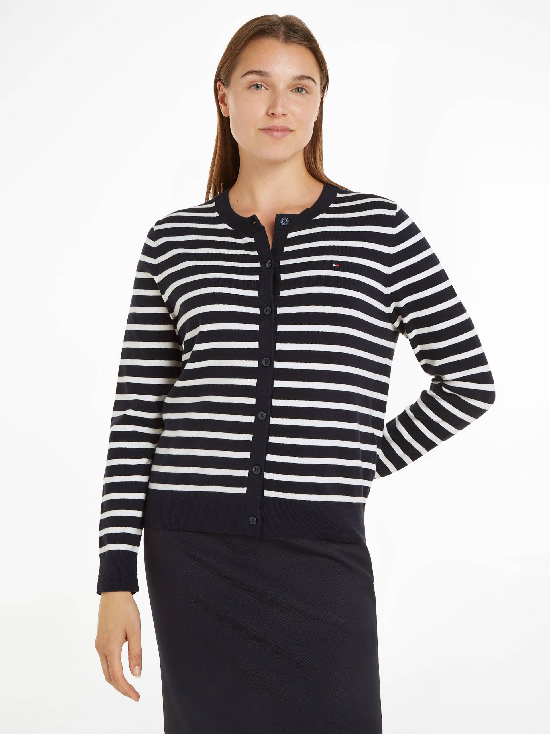 Tommy Hilfiger Strickjacke »CO JERSEY STITCH CARDIGAN«, mit Tommy Hilfiger Flagge von Tommy Hilfiger