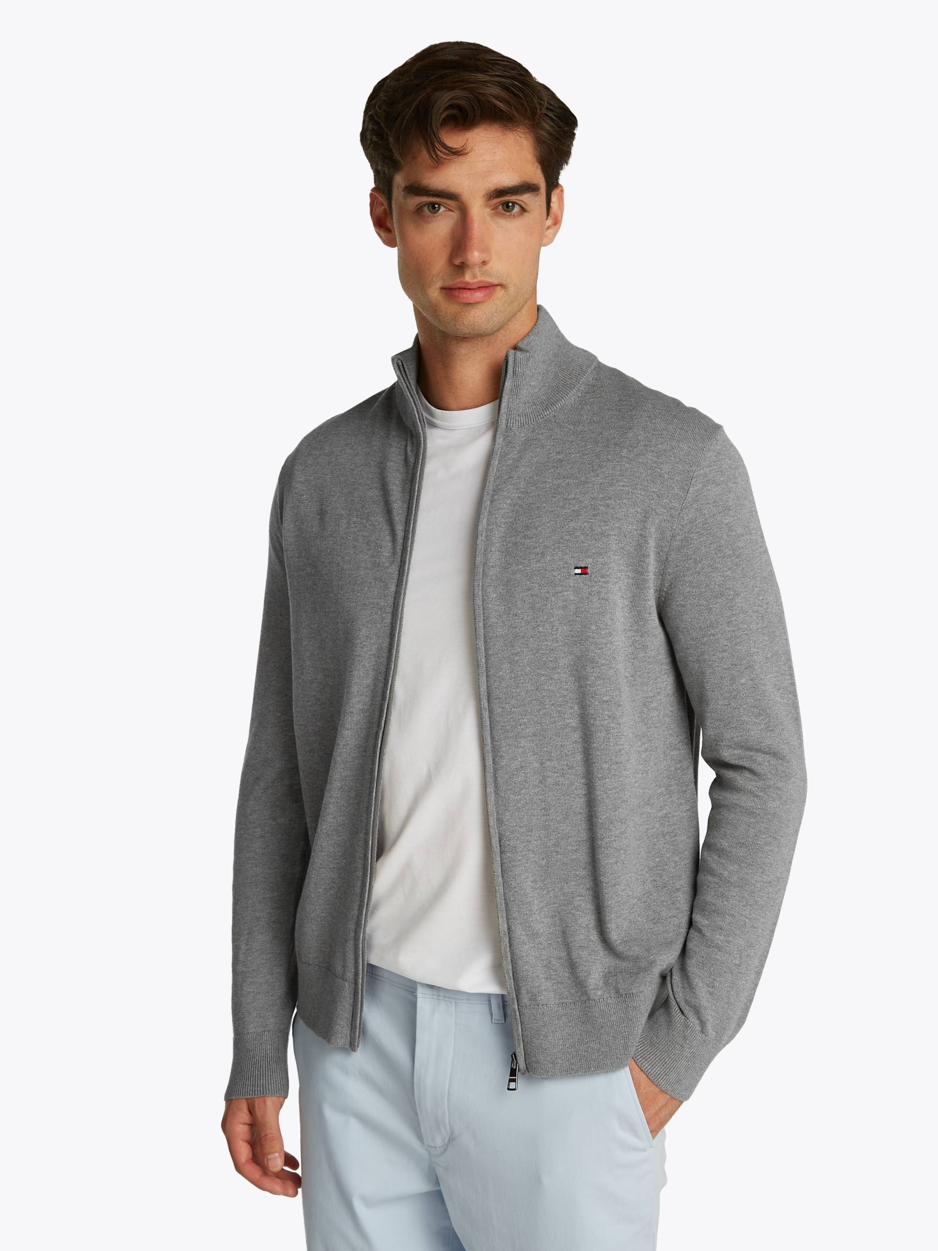 Tommy Hilfiger Strickjacke »ESSENTIAL COTTON ZIP THRU«, mit Logostickerei von Tommy Hilfiger