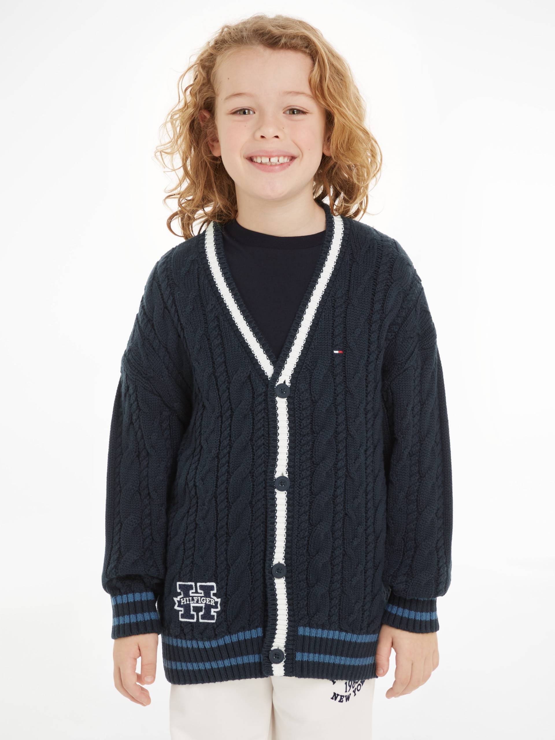 Tommy Hilfiger Strickjacke »H CARDIGAN SWEATER«, Kinder bis 16 Jahre mit Logopatch von Tommy Hilfiger