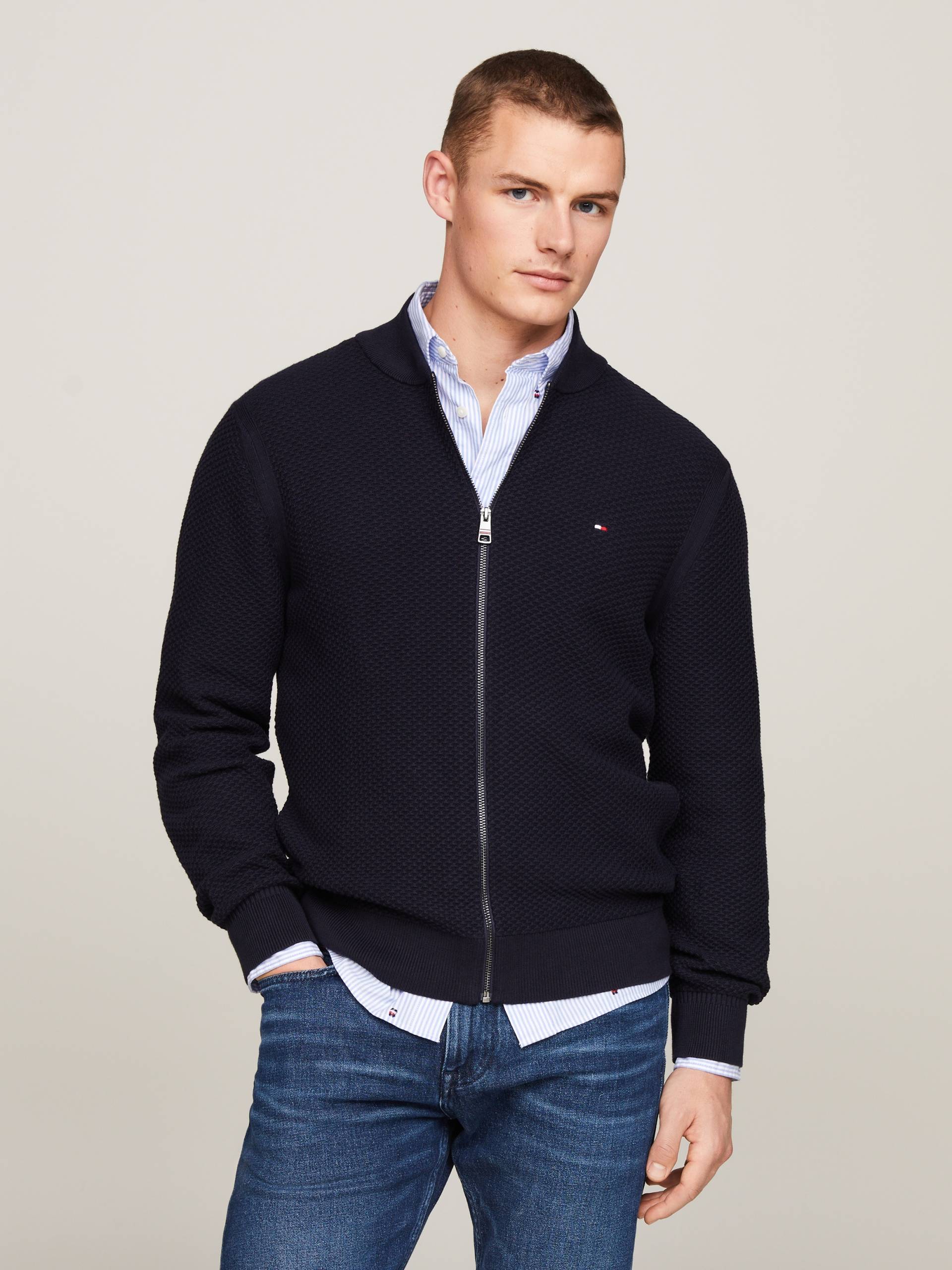 Tommy Hilfiger Strickjacke »OVAL STRUCTURE BASEBALL« von Tommy Hilfiger