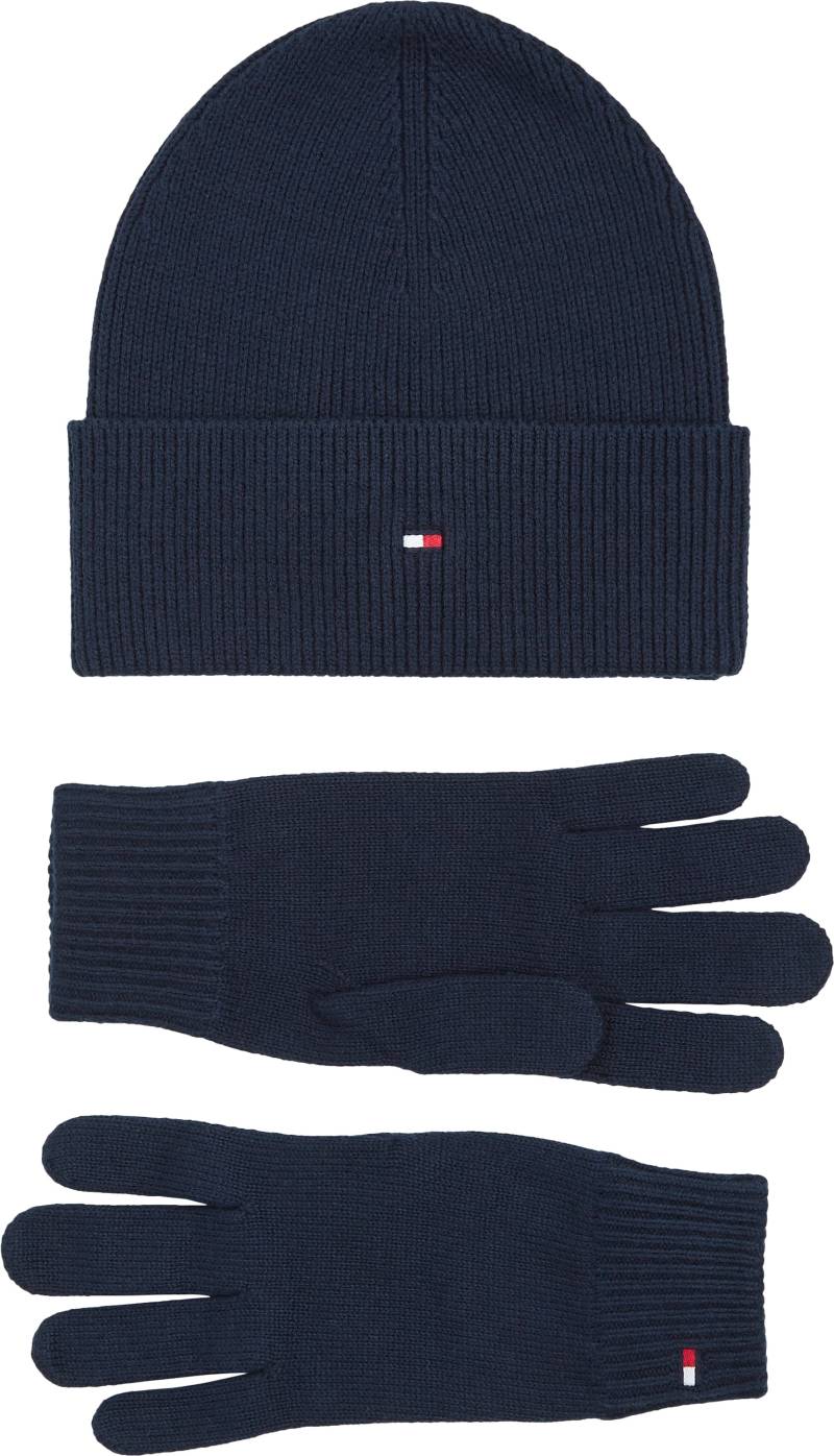 Tommy Hilfiger Strickmütze »ESSENTIAL BEANIE & GLOVES GP«, (Set, Mütze-Schal), mit Logostickerei von Tommy Hilfiger