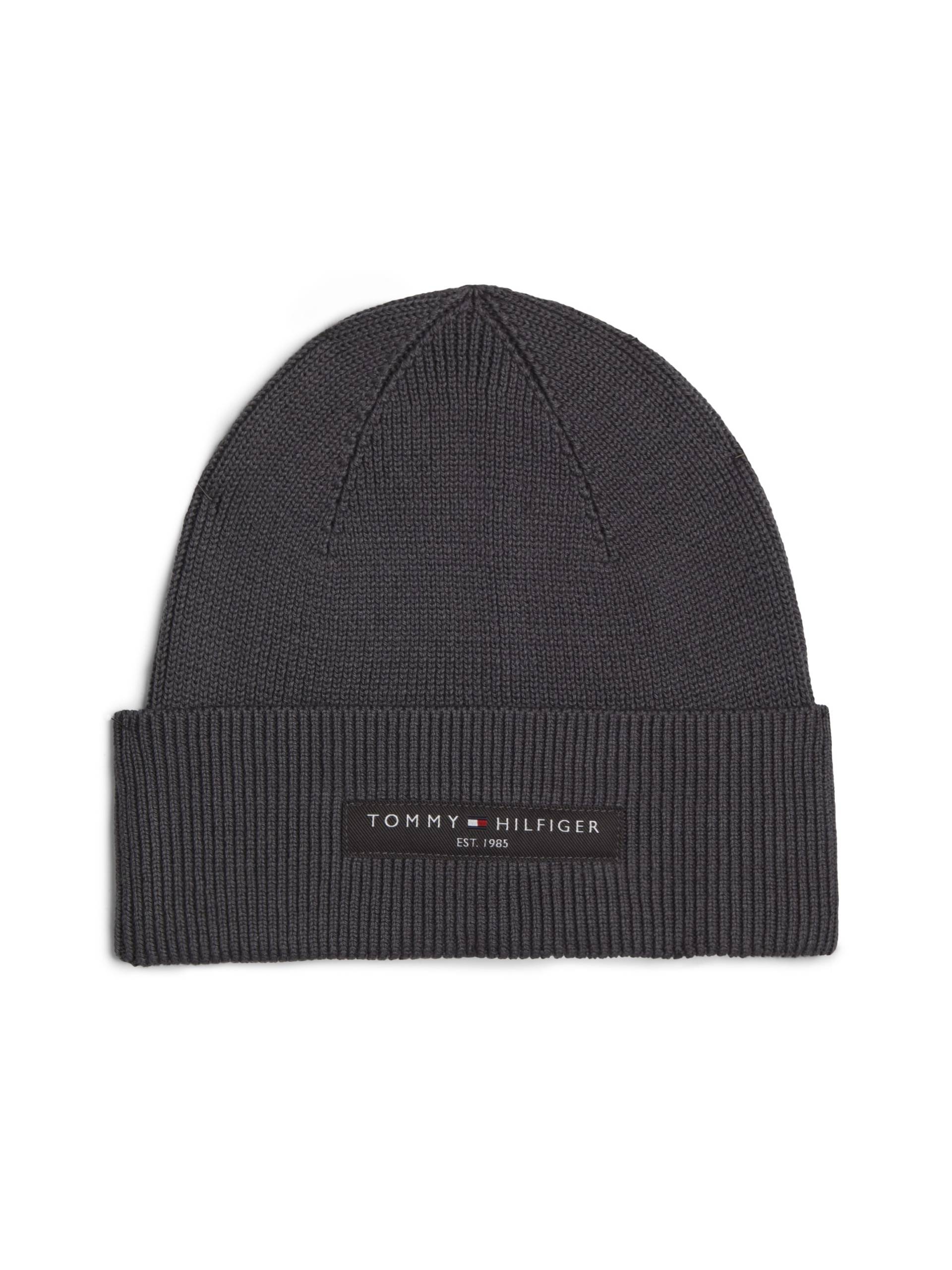 Tommy Hilfiger Strickmütze »TH FOUNDATION COTTON BEANIE«, mit Logopatch von Tommy Hilfiger