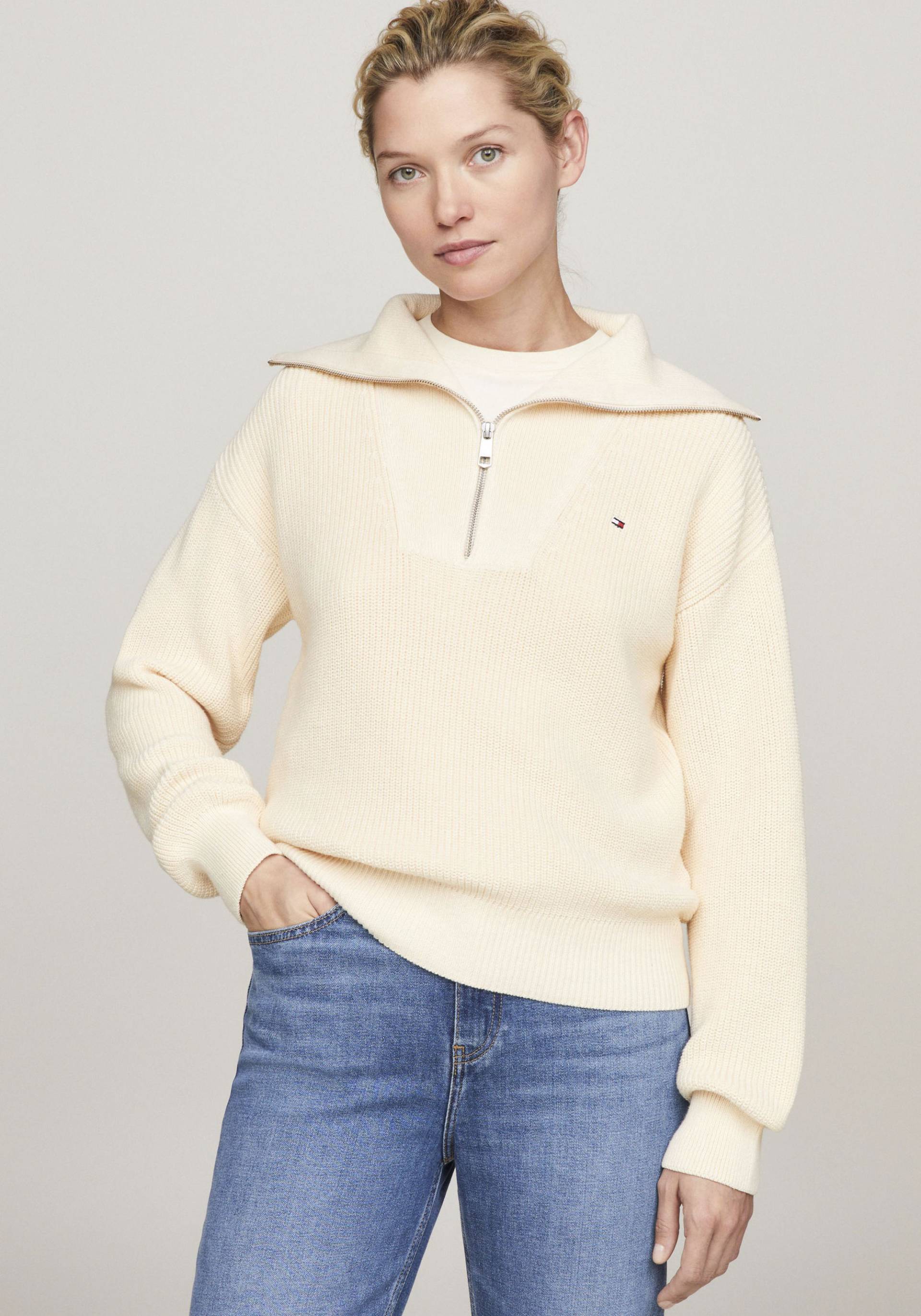 Tommy Hilfiger Strickpullover »CO CARDI STITCH 1/2 ZIP SWT« von Tommy Hilfiger