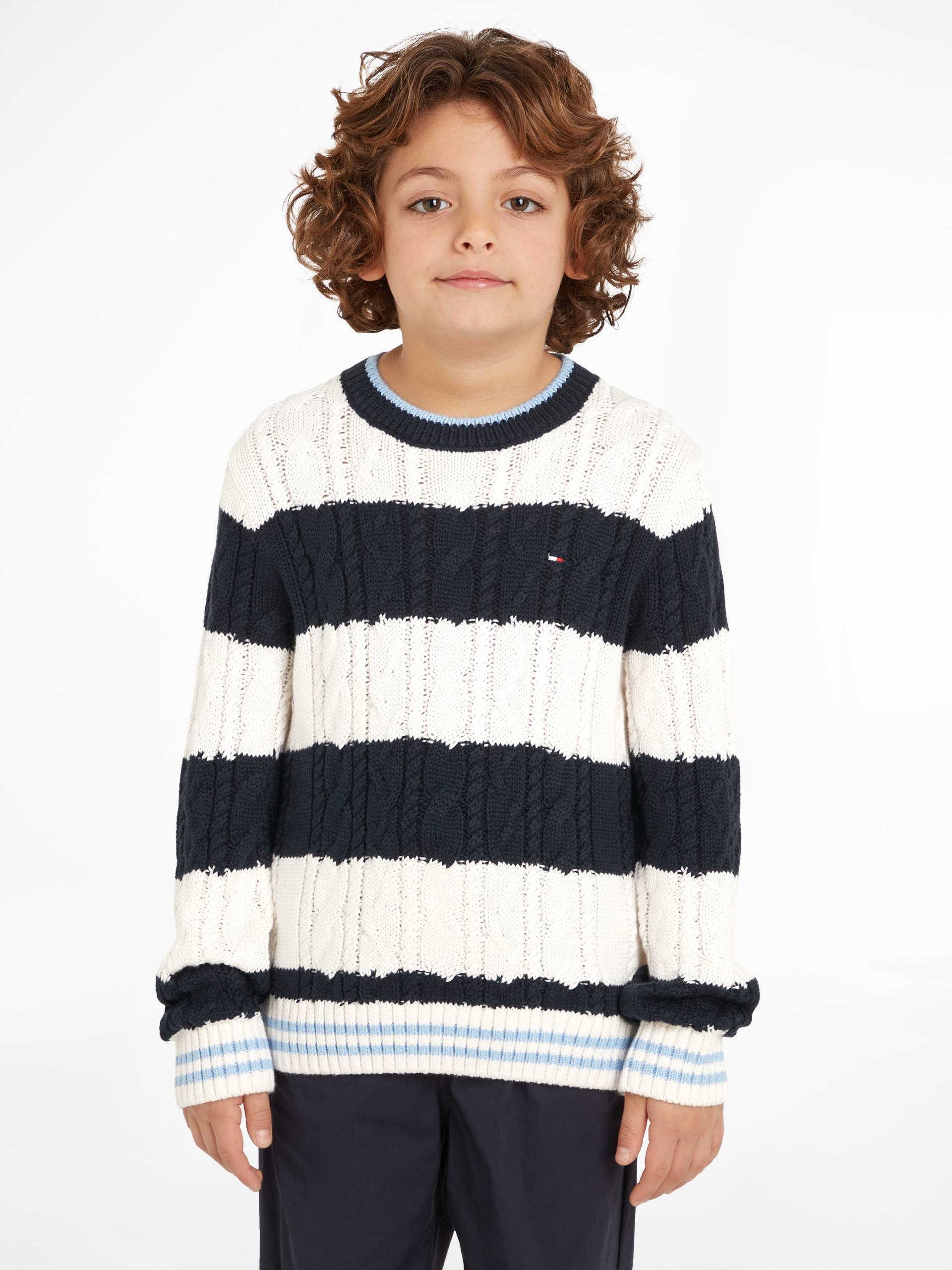 Tommy Hilfiger Strickpullover »COLORBLOCK CABLE REGULAR SWEATER«, Kinder bis 16 Jahre mit Logostickerei von Tommy Hilfiger