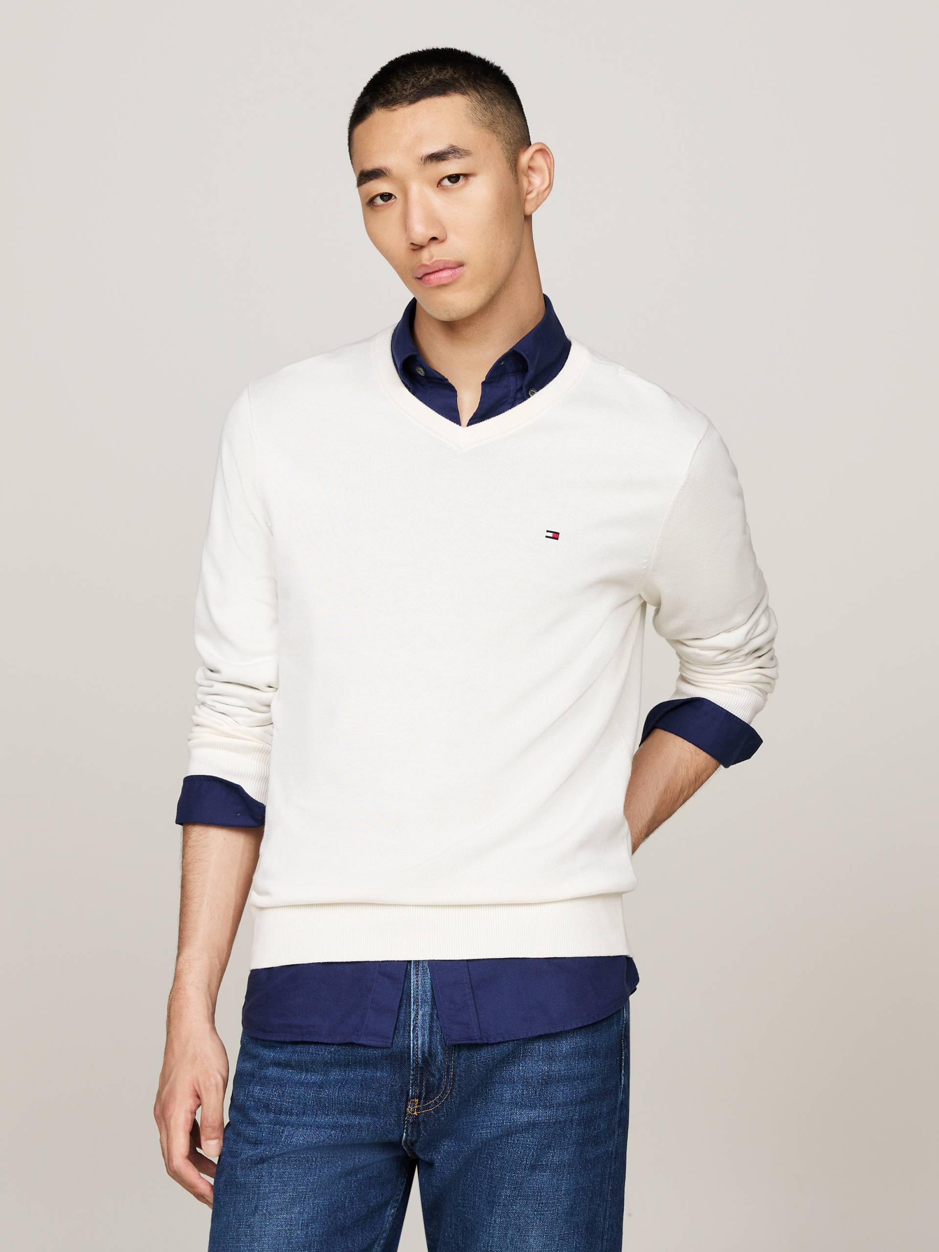 Tommy Hilfiger Strickpullover »ESSENTIAL COTTON V NECK« von Tommy Hilfiger