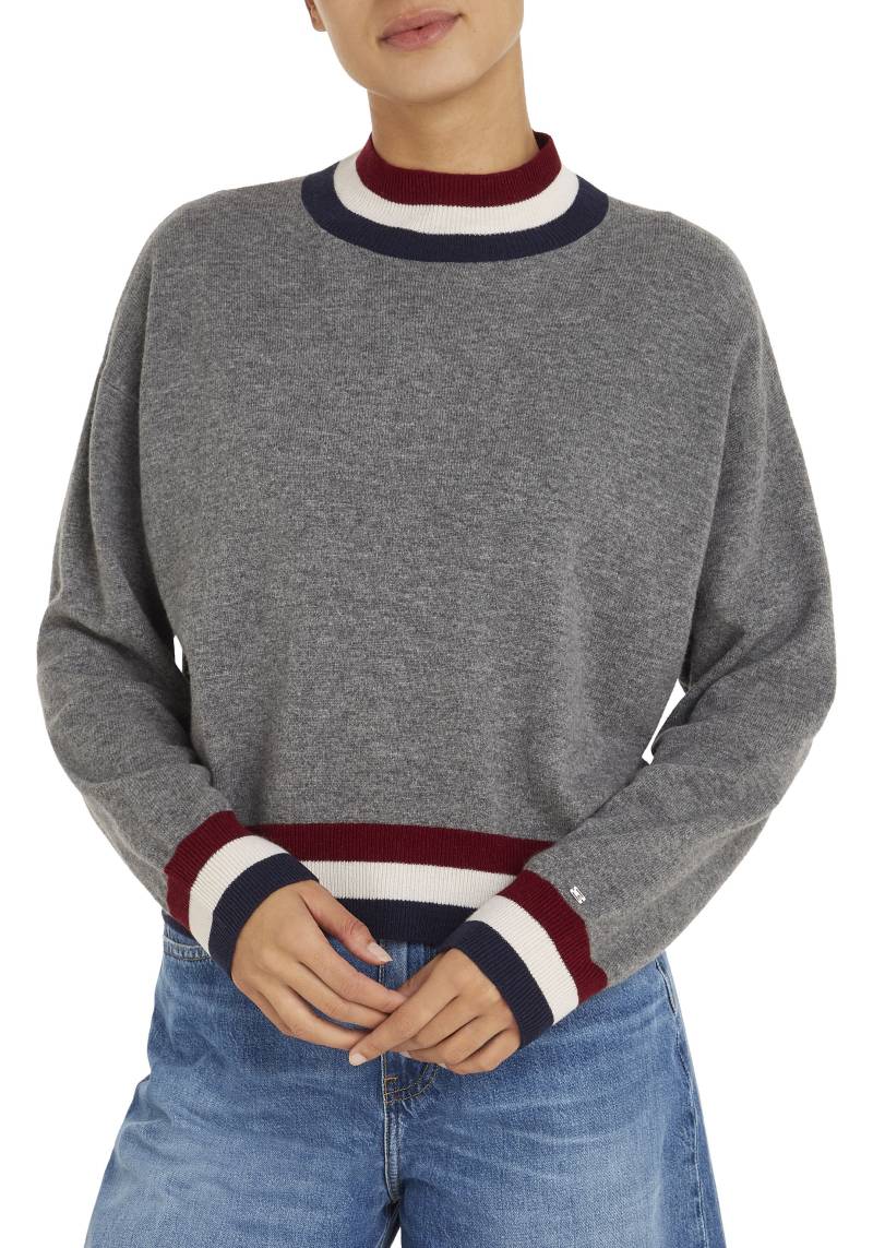 Tommy Hilfiger Strickpullover »GS WOOL CASHMERE MOCK-NK SWT«, mit Global Stripe an den Bündchen von Tommy Hilfiger