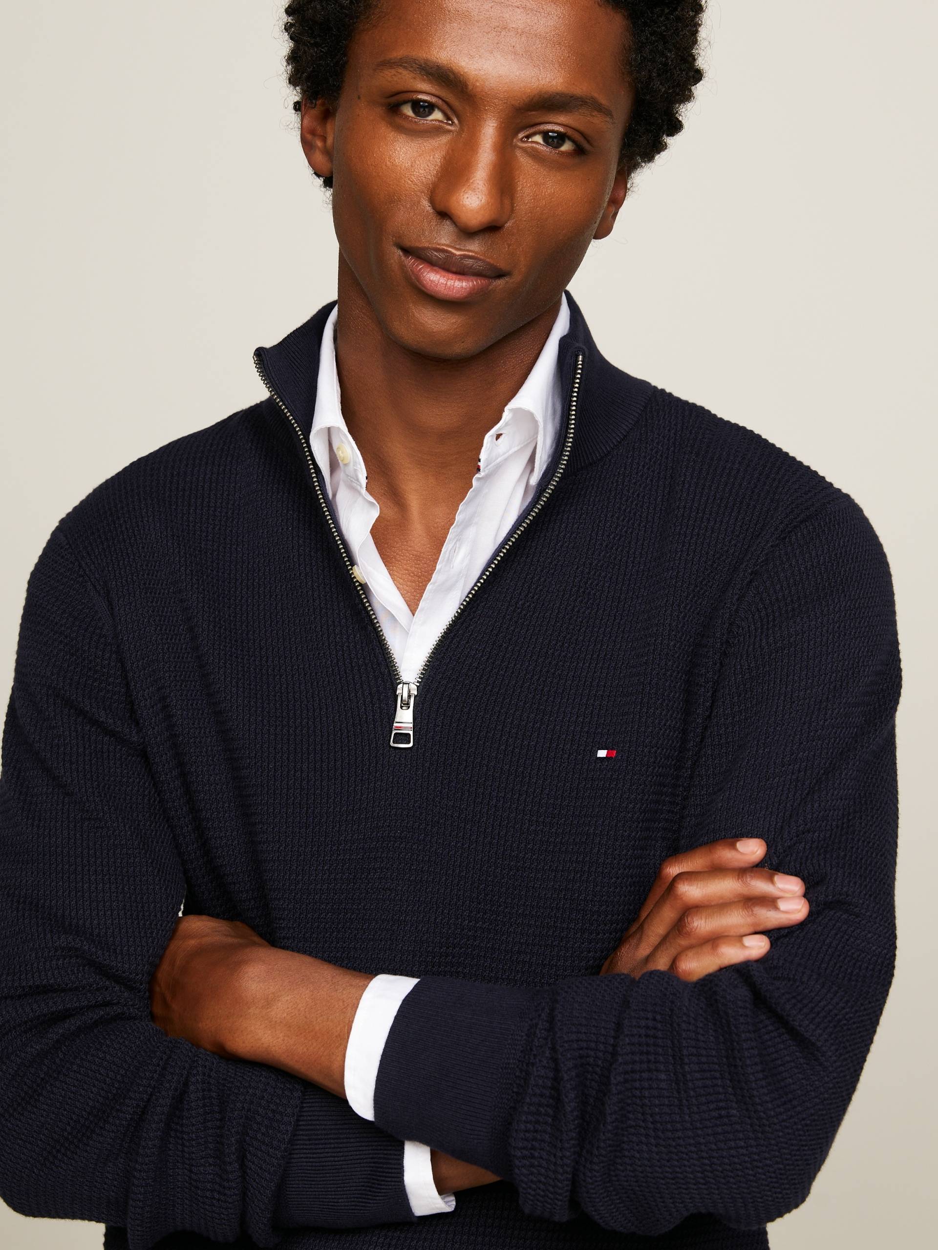 Tommy Hilfiger Strickpullover »REFINED STRUCTURE ZIP MOCK« von Tommy Hilfiger