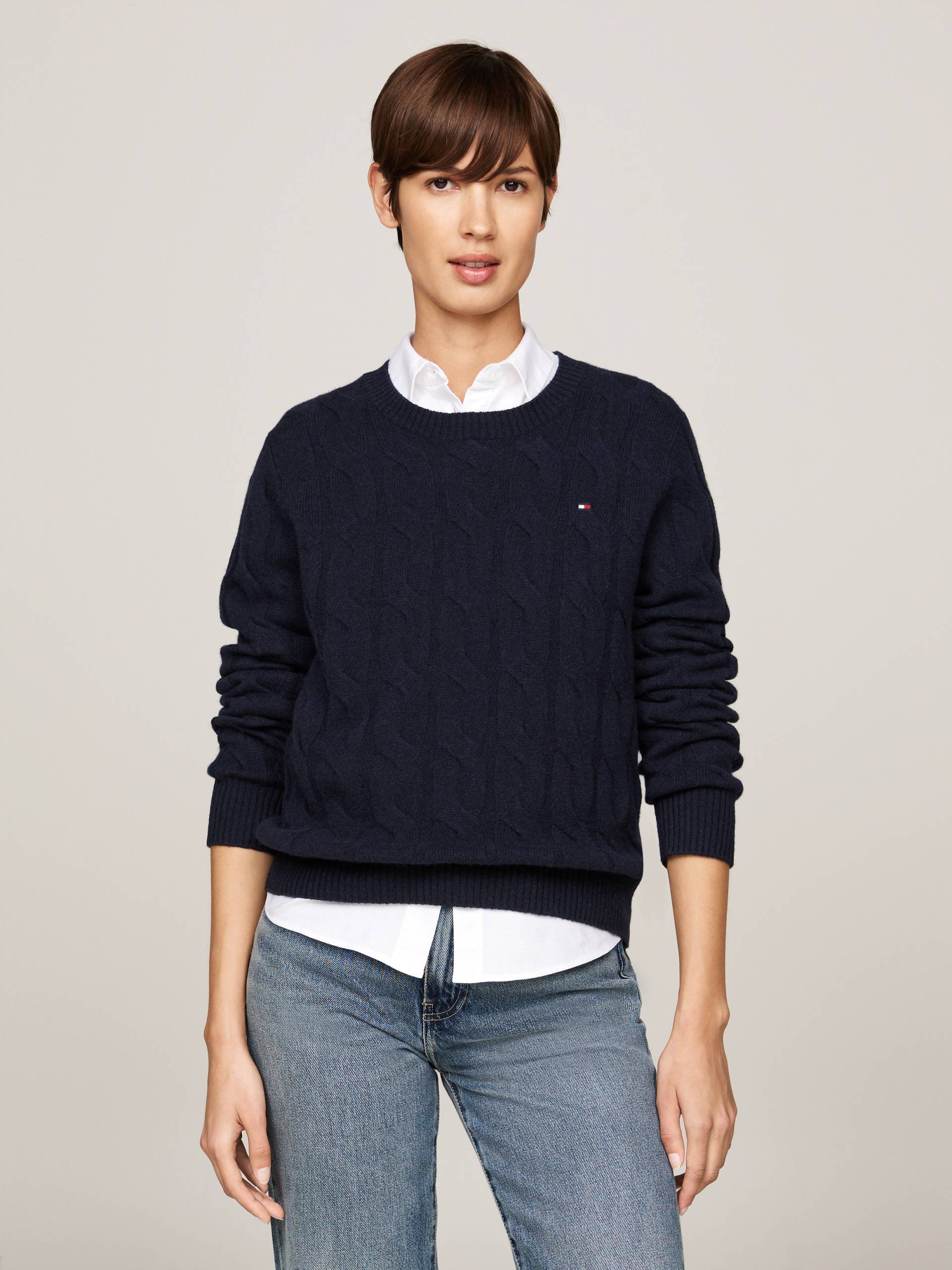 Tommy Hilfiger Strickpullover »SOFT WOOL CABLE C-NK«, mit Zopfmuster, aus reiner Wolle von Tommy Hilfiger