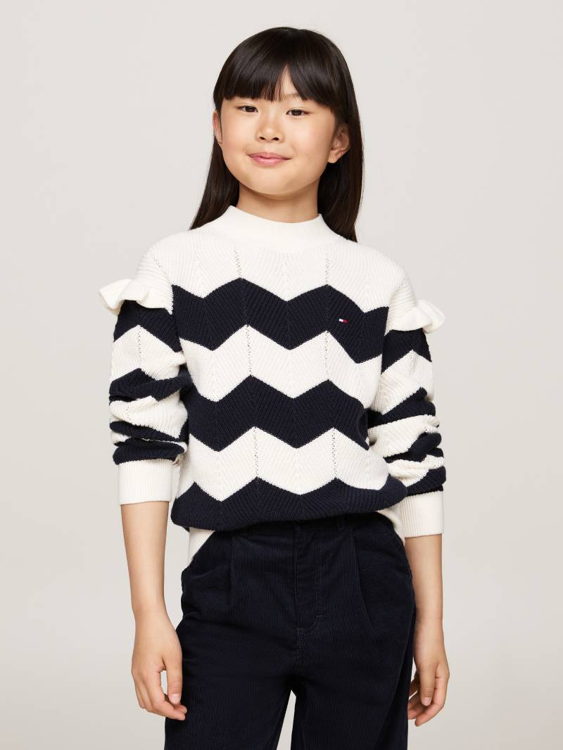 Tommy Hilfiger Strickpullover »WAVY STRIPE SWEATER«, im Streifendesign, mit Rüschen von Tommy Hilfiger