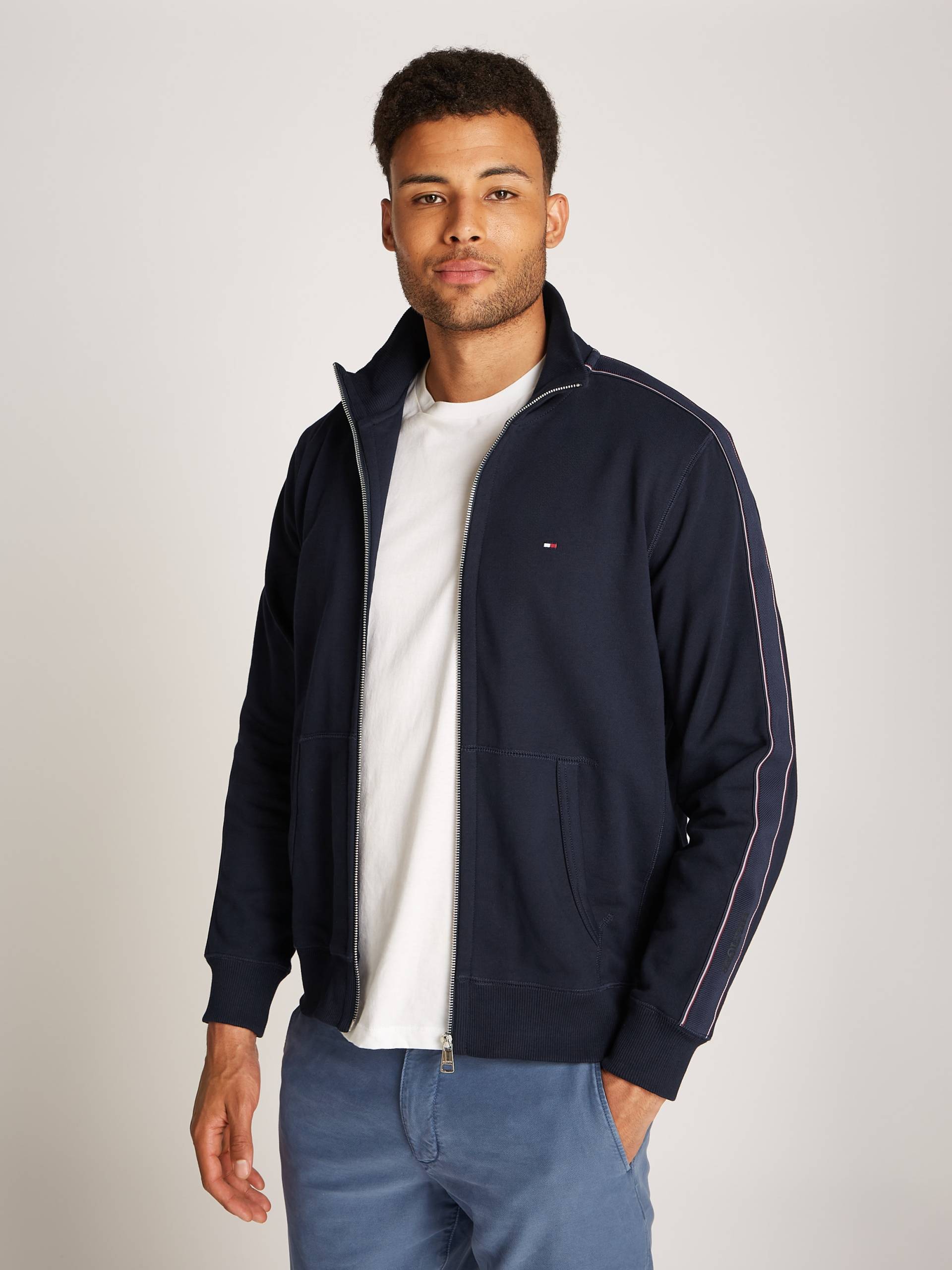 Tommy Hilfiger Sweatjacke »GLOBAL STRIPE ZT STAND COLLAR« von Tommy Hilfiger