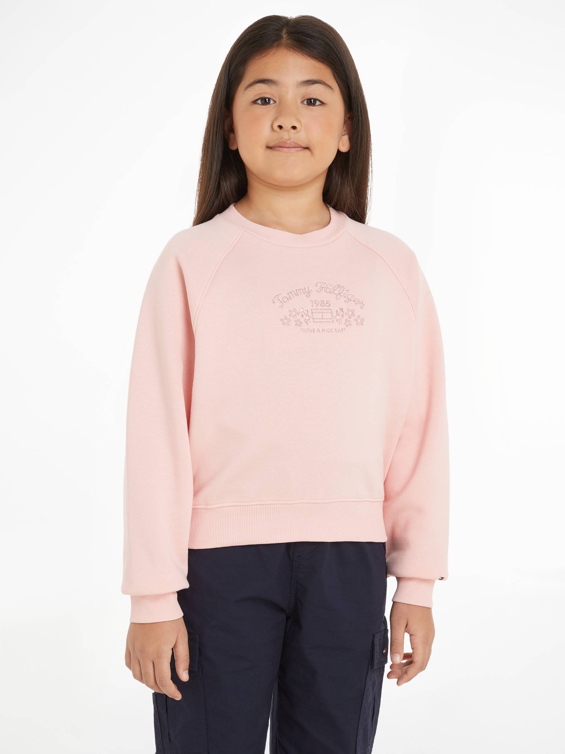 Tommy Hilfiger Sweatshirt »EMB FLOWER FLEECE CREWNECK«, Kinder bis 16 Jahre mit Logostickerei von Tommy Hilfiger