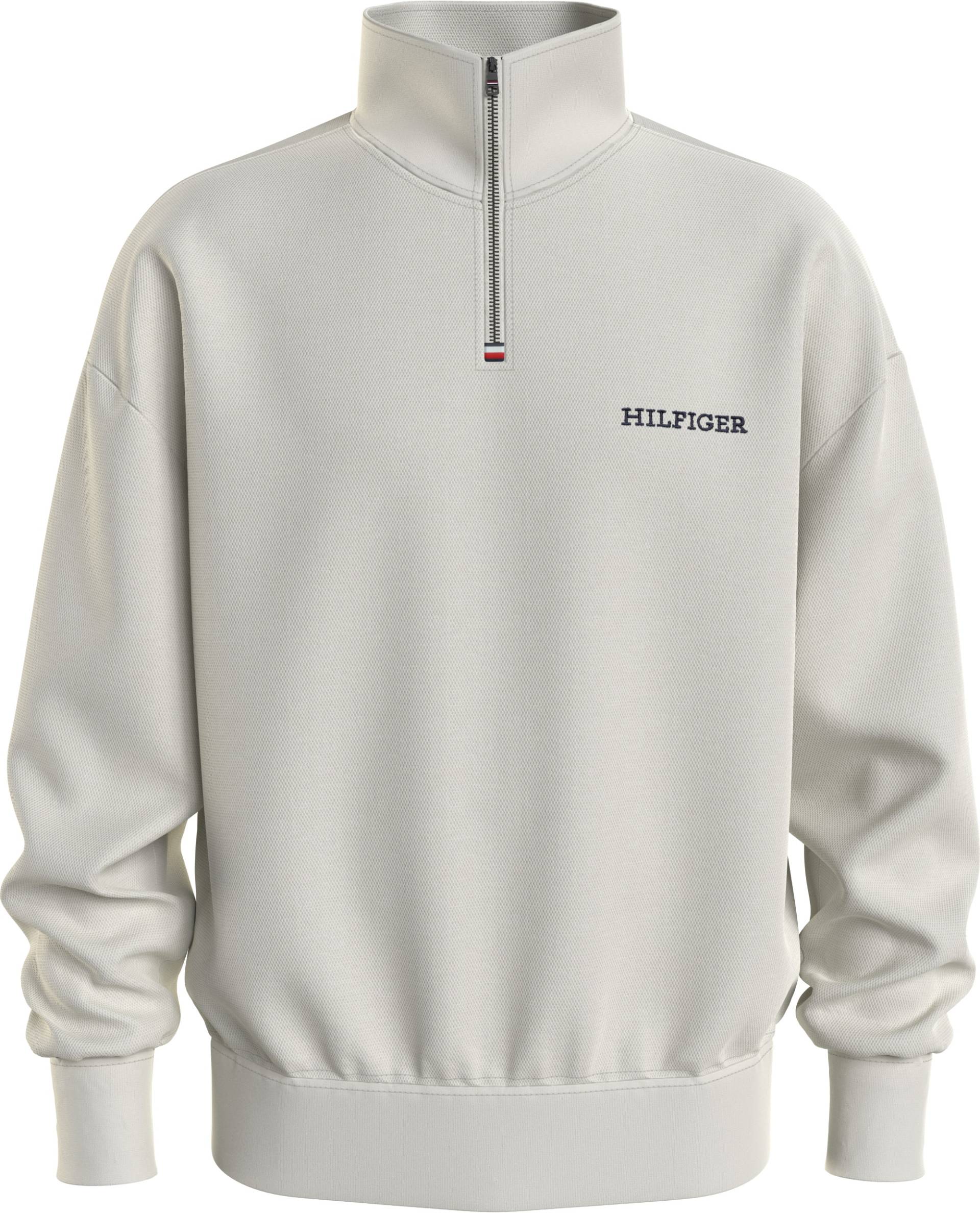 Tommy Hilfiger Sweatshirt »MONOTYPE HONEYCOMB 1/4 ZIP«, Tommy Hilfiger Flag-Stickerei am Reissverschluss und Rücken von Tommy Hilfiger