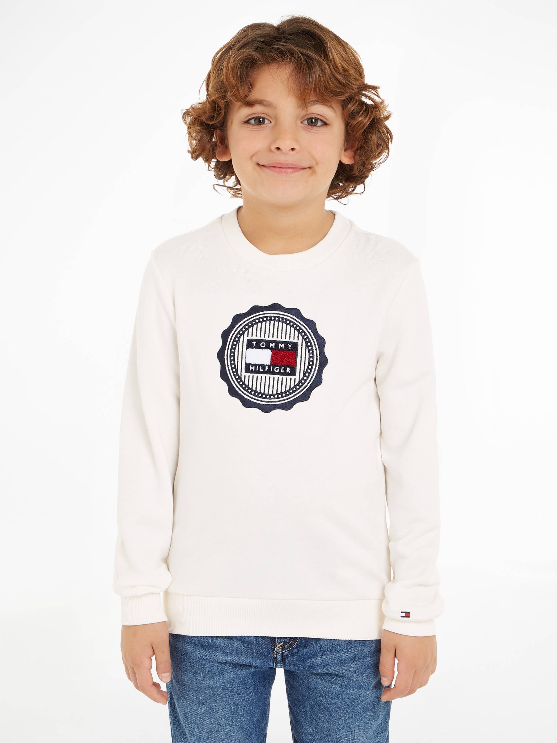 Tommy Hilfiger Sweatshirt »STAMP EMBROIDERY REG SWEATSHIRT«, Kinder bis 16 Jahre mit Logopatch von Tommy Hilfiger