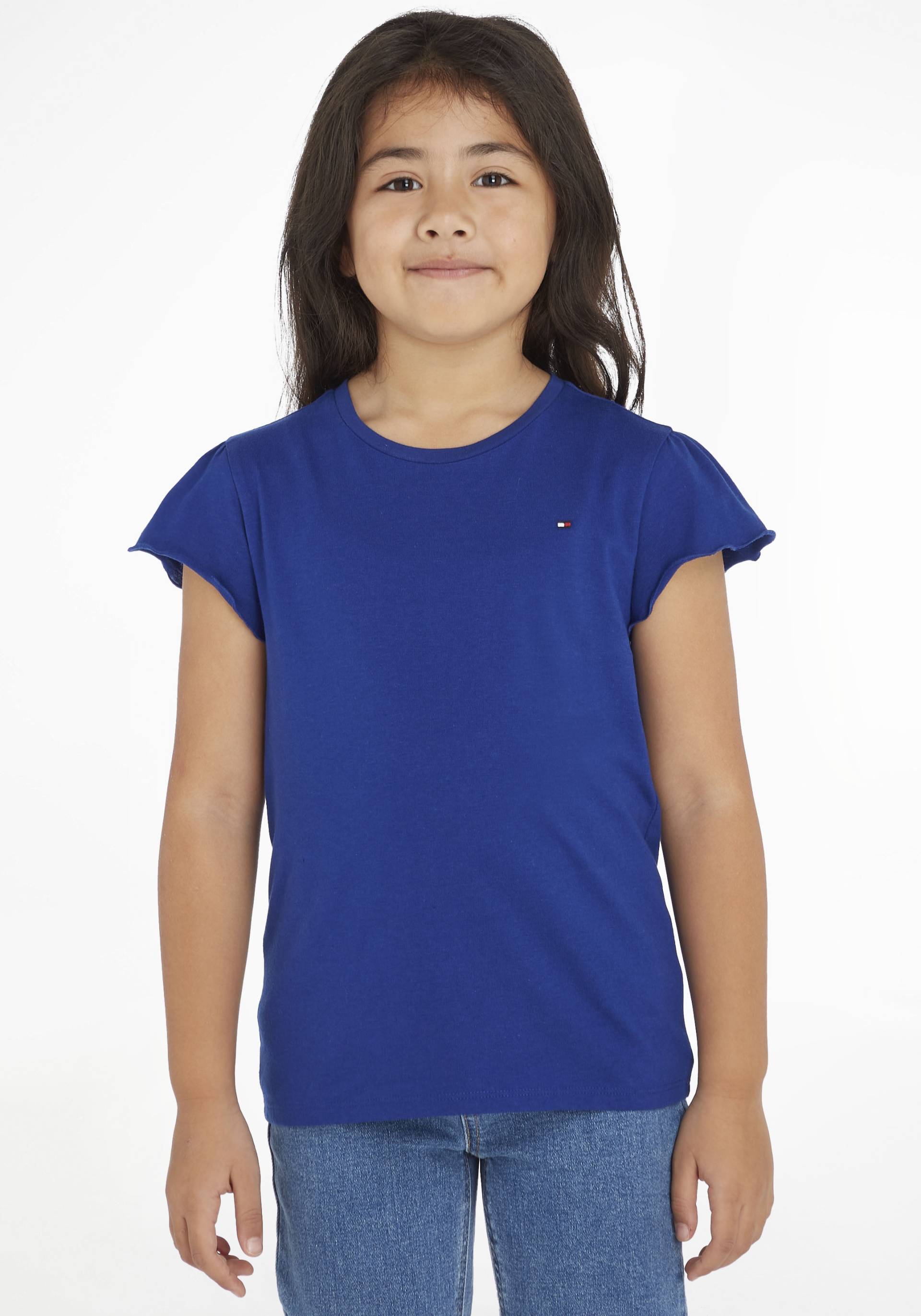 Tommy Hilfiger T-Shirt »ESSENTIAL RUFFLE SLEEVE TOP S/S«, Kinder Kids Junior MiniMe,mit dezentem Label von Tommy Hilfiger