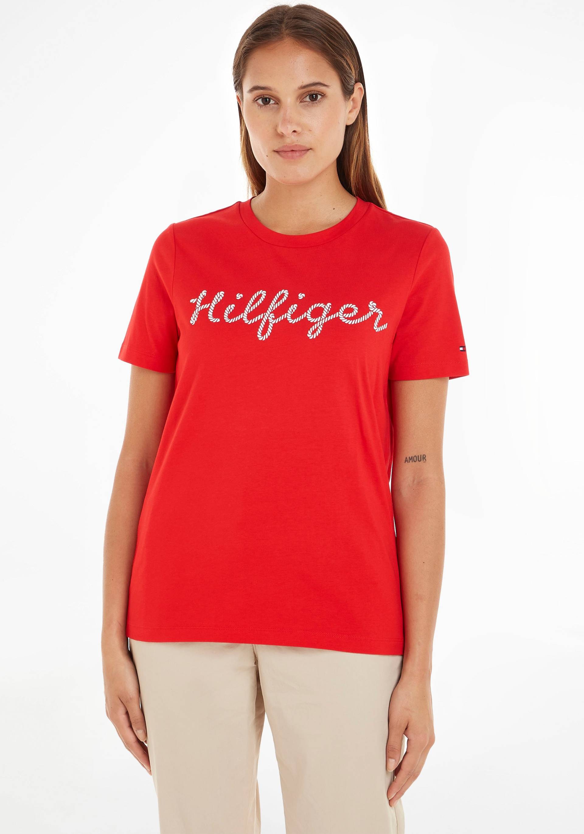 Tommy Hilfiger T-Shirt »REG ROPE PUFF PRINT C-NK SS«, mit grossem Tommy Hilfiger Logoschriftzug auf der Brust von Tommy Hilfiger