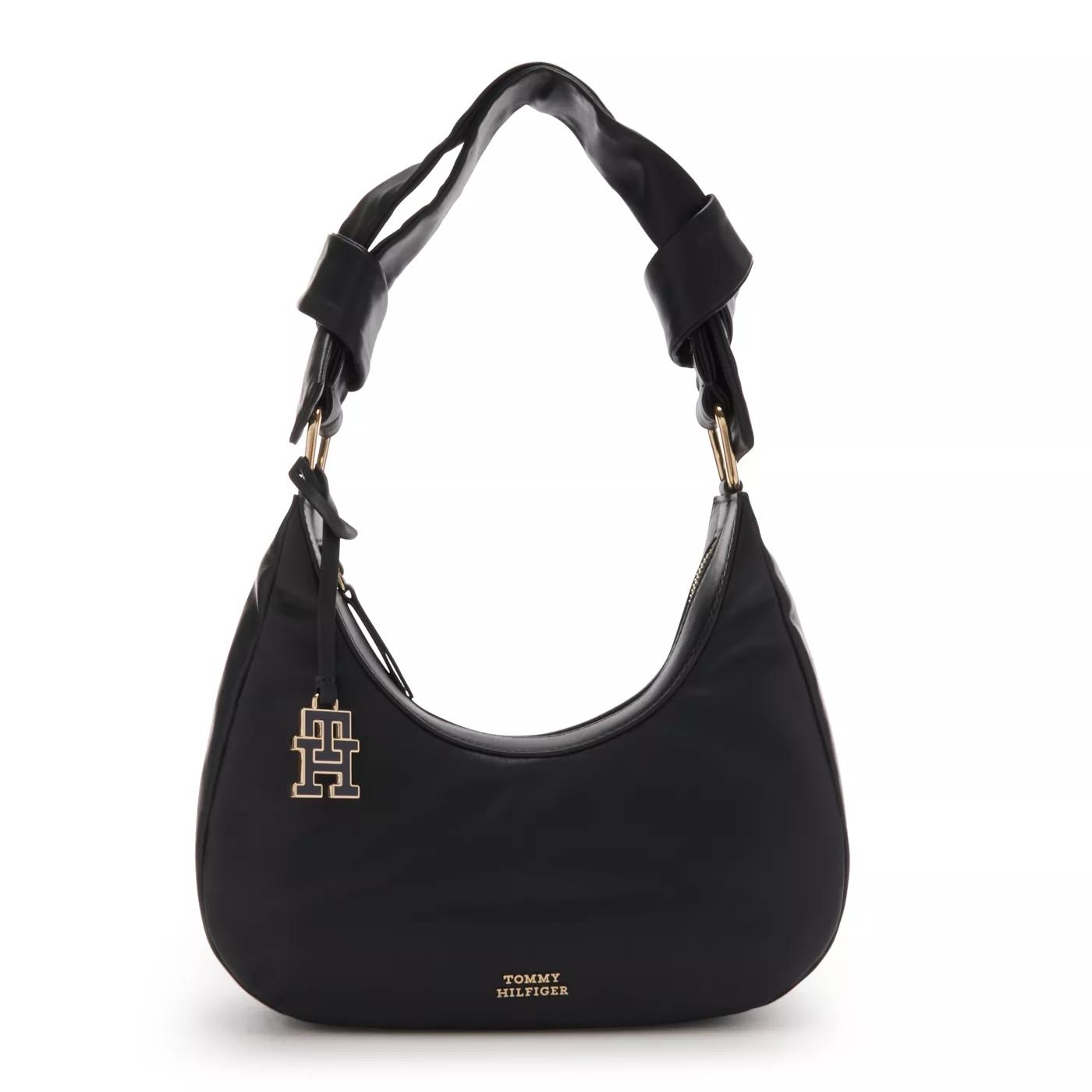 Tommy Hilfiger Umhängetasche - Tommy Hilfiger Pushlock damen Handtasche Blau AW0A - Gr. unisize - in Schwarz - für Damen von Tommy Hilfiger