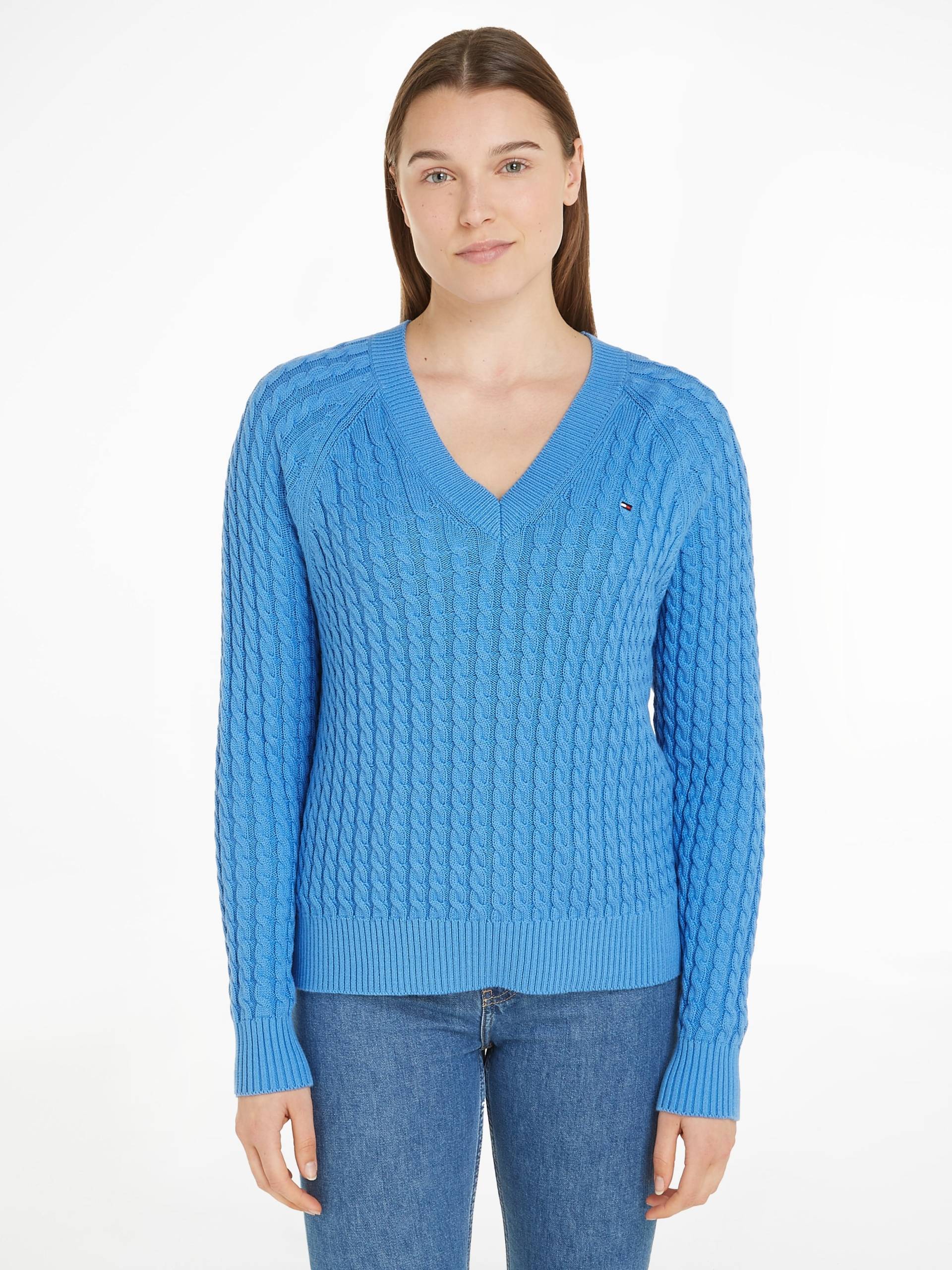 Tommy Hilfiger V-Ausschnitt-Pullover, mit Allover Zopfmuster Strick-Design von Tommy Hilfiger