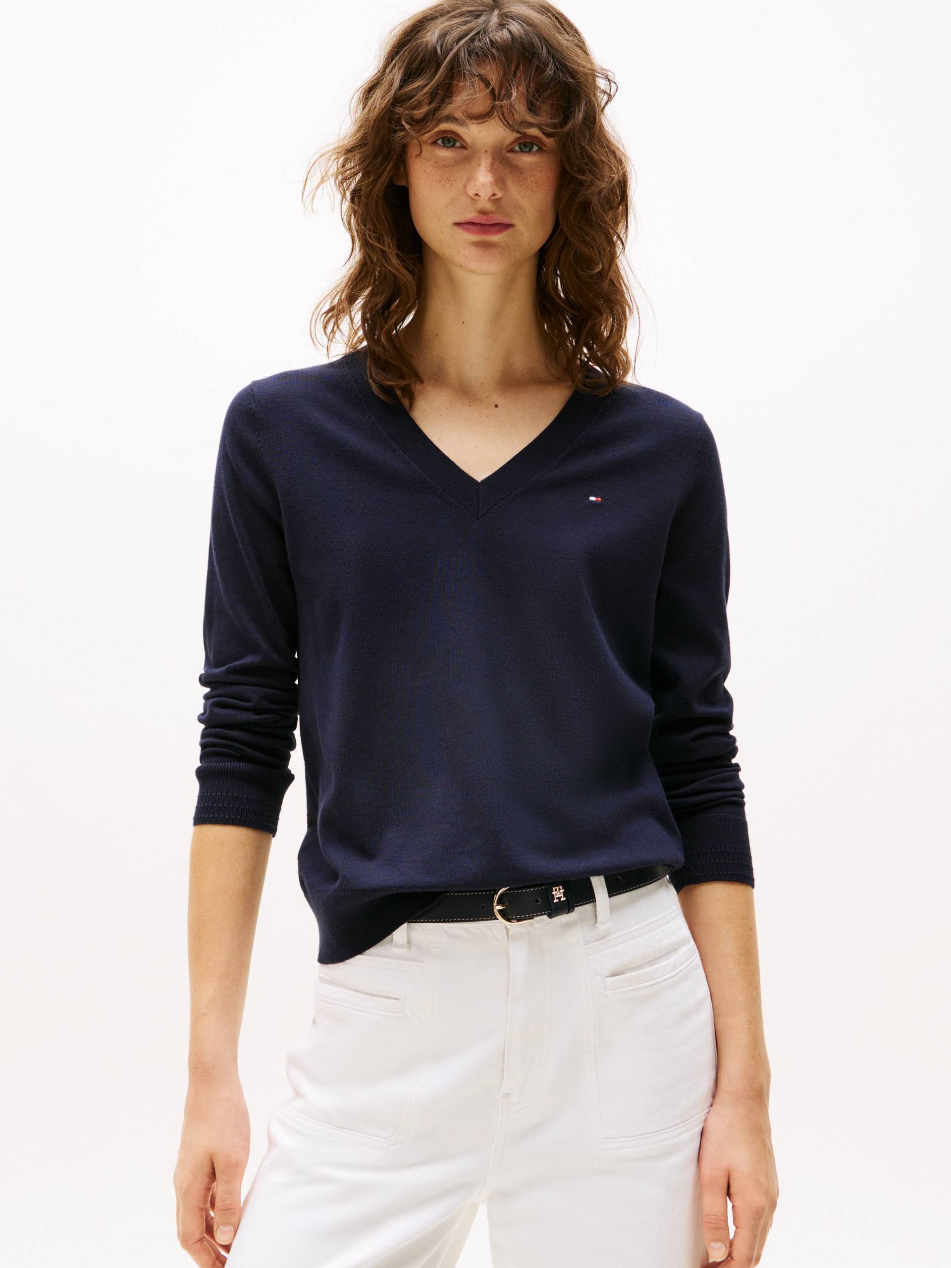 Tommy Hilfiger V-Ausschnitt-Pullover »CO JERSEY STITCH V-NK SWEATER« Tommy Hilfiger V-Ausschnitt-Pullover »CO JERSEY STITCH V-NK SWEATER« von Tommy Hilfiger