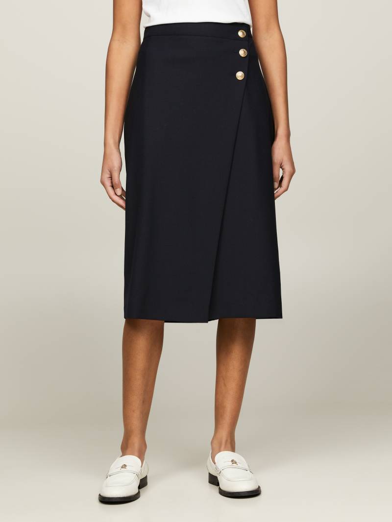 Tommy Hilfiger Webrock »GOLD BUTTON MIDI SKIRT«, Webrock mit Wickel-Design von Tommy Hilfiger