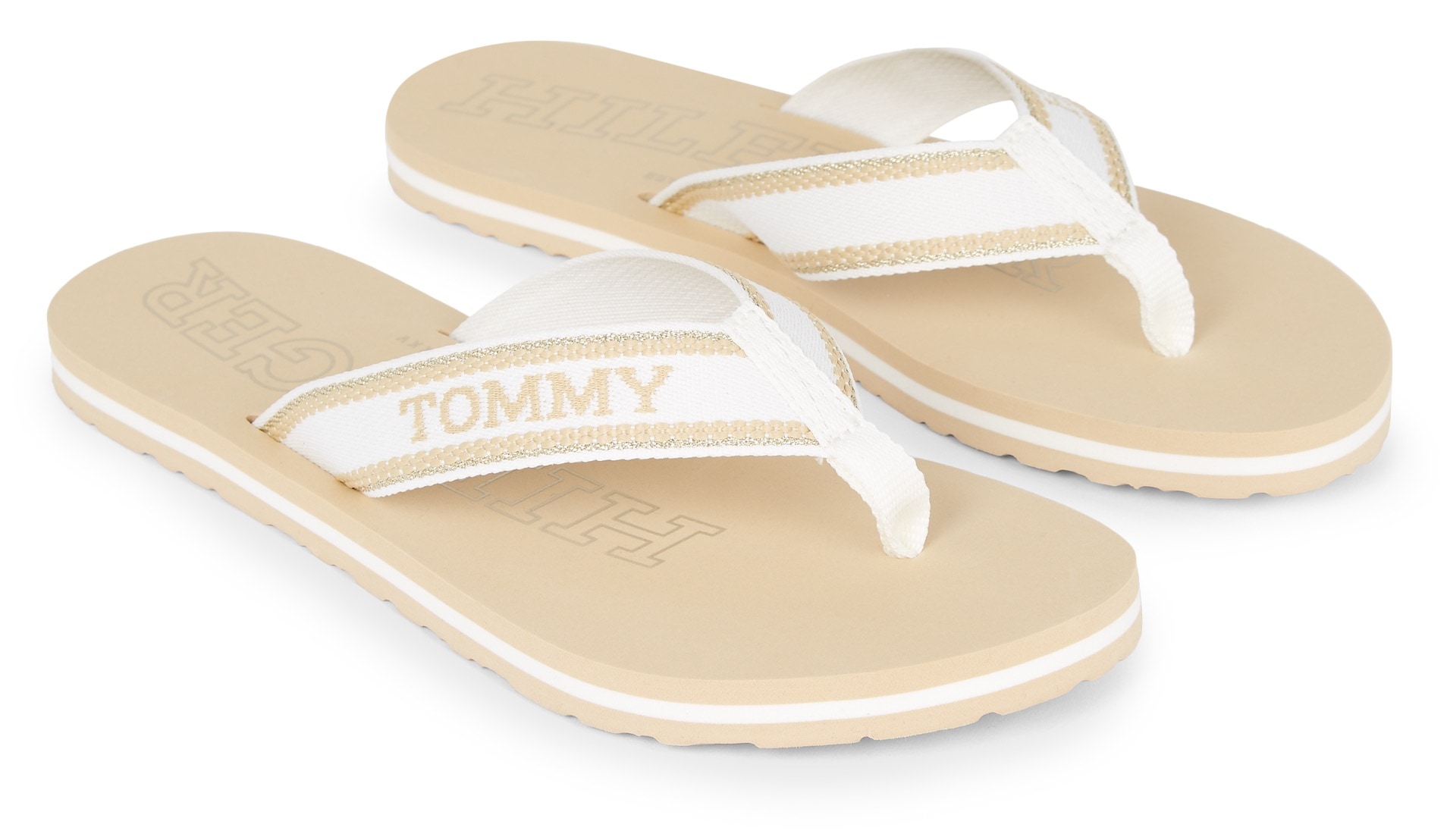 Tommy Hilfiger Zehentrenner »HILFIGER BEACH SANDAL«, Sommerschuh, Schlappen, Poolsildes mit logobedruckter Decksohle von Tommy Hilfiger