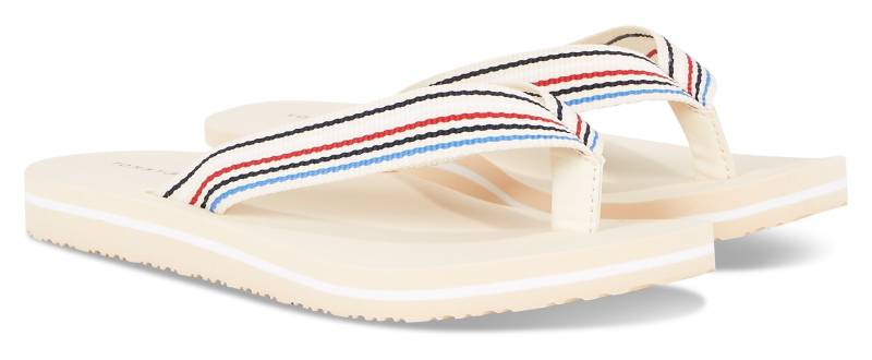 Tommy Hilfiger Zehentrenner »TH STRIPES BEACH SANDAL«, Sommerschuh, Schlappen, Poolsildes mit bunten Streifen von Tommy Hilfiger