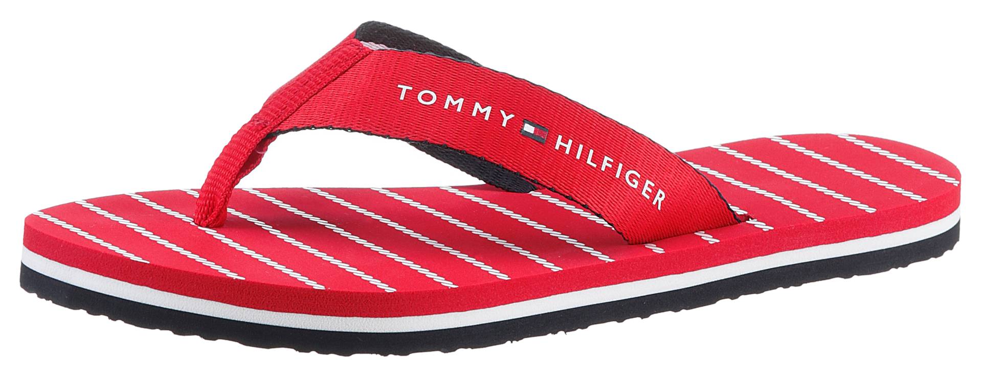 Tommy Hilfiger Zehentrenner »TOMMY ESSENTIAL ROPE SANDAL«, mit gestreifter Decksohle von Tommy Hilfiger