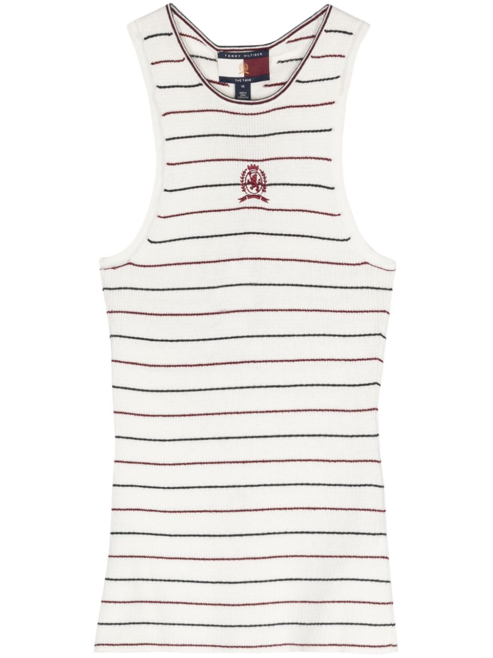 Tommy Hilfiger crest-embroidery striped knitted top - White von Tommy Hilfiger