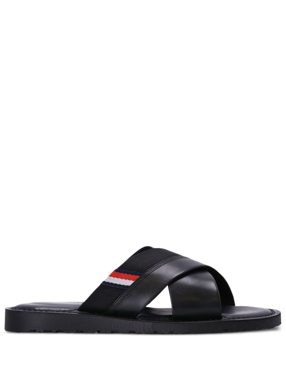 Tommy Hilfiger crossover-strap leather sandals - Black von Tommy Hilfiger