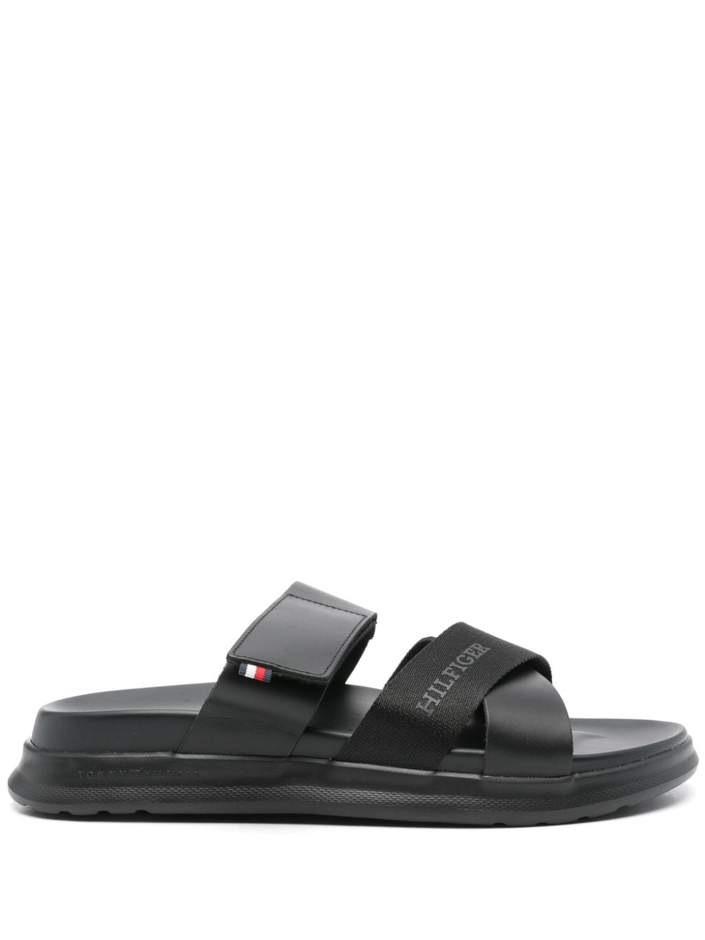 Tommy Hilfiger crossover-strap leather sandals - Black von Tommy Hilfiger