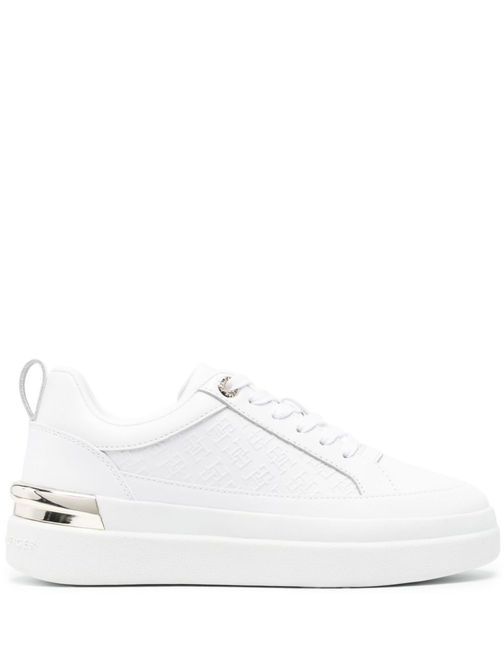 Tommy Hilfiger embossed-logo leather sneakers - White von Tommy Hilfiger