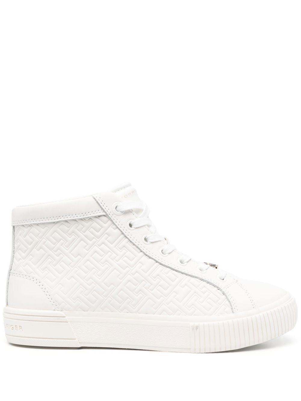 Tommy Hilfiger embossed-monogram high-top sneakers - Neutrals von Tommy Hilfiger