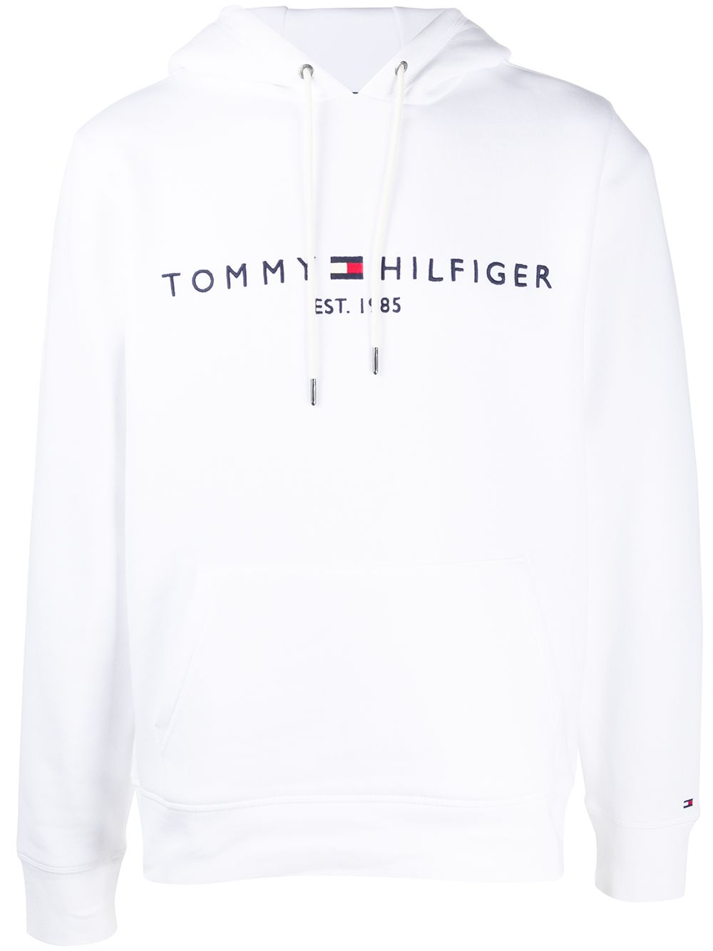 Tommy Hilfiger embroidered logo drawstring hoodie - White von Tommy Hilfiger