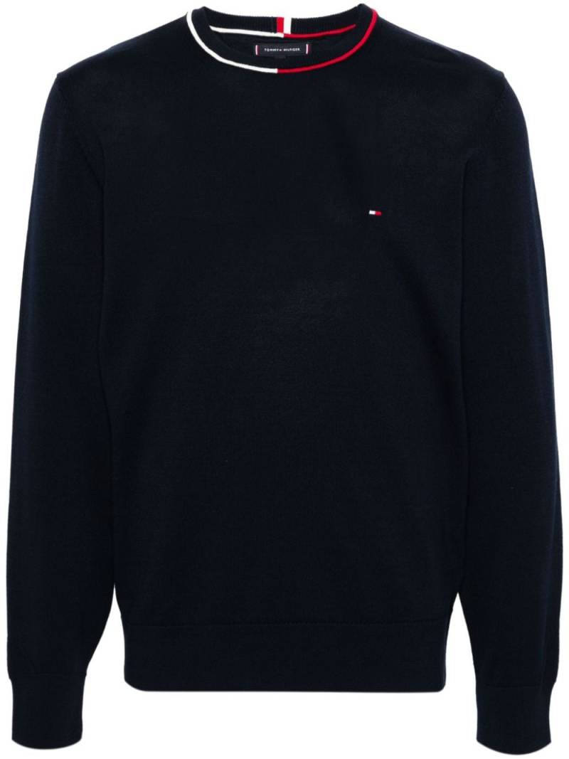 Tommy Hilfiger embroidered-logo fine-knit jumper - Blue von Tommy Hilfiger