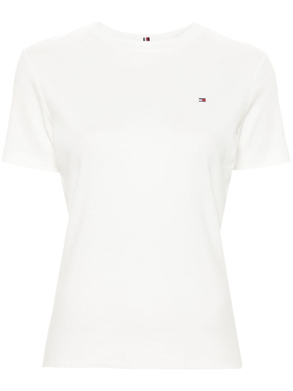 Tommy Hilfiger flag-embroidered cotton T-shirt - White von Tommy Hilfiger