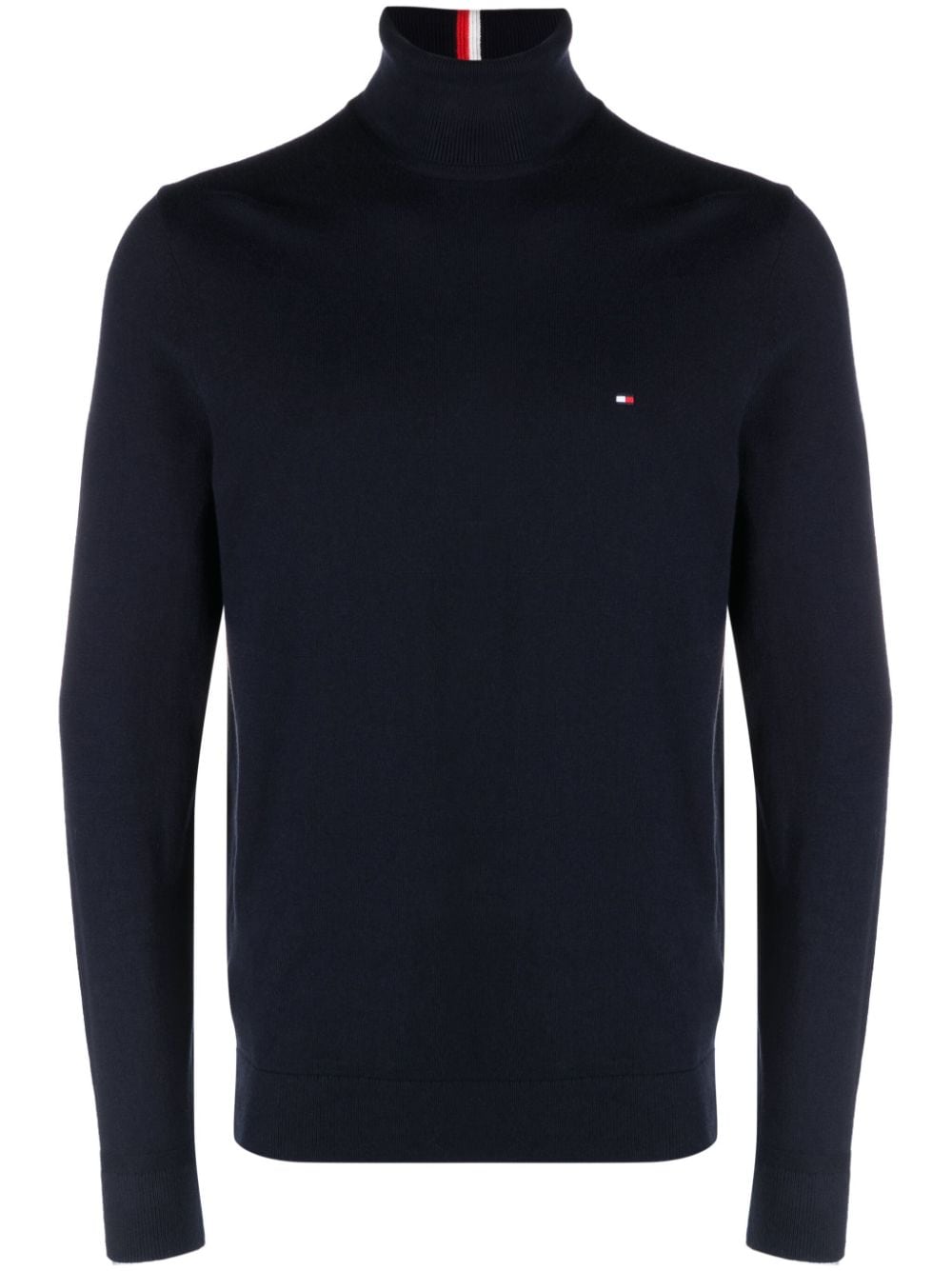 Tommy Hilfiger flag embroidered-logo roll neck jumper - Blue von Tommy Hilfiger