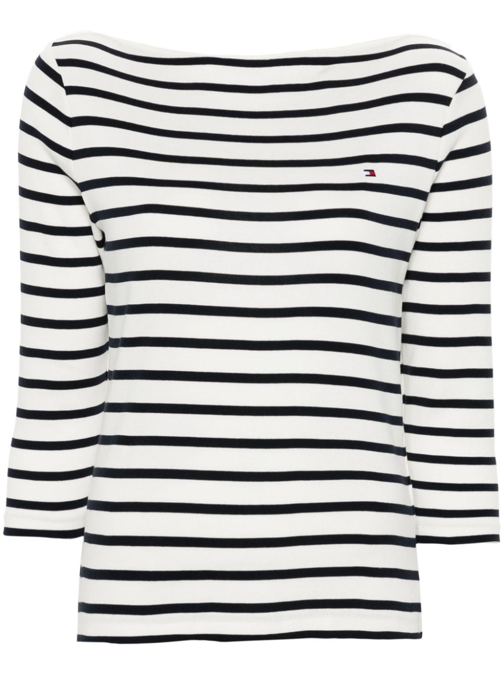 Tommy Hilfiger flag-embroidered striped T-shirt - White von Tommy Hilfiger