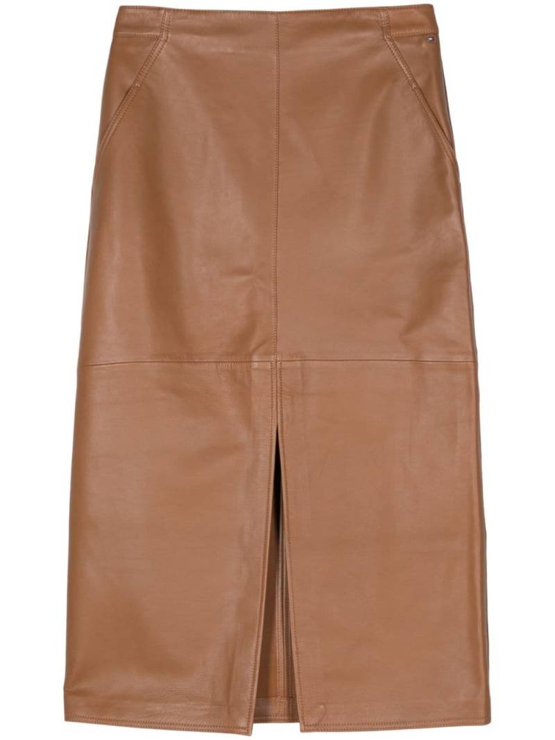 Tommy Hilfiger leather straight skirt - Brown von Tommy Hilfiger