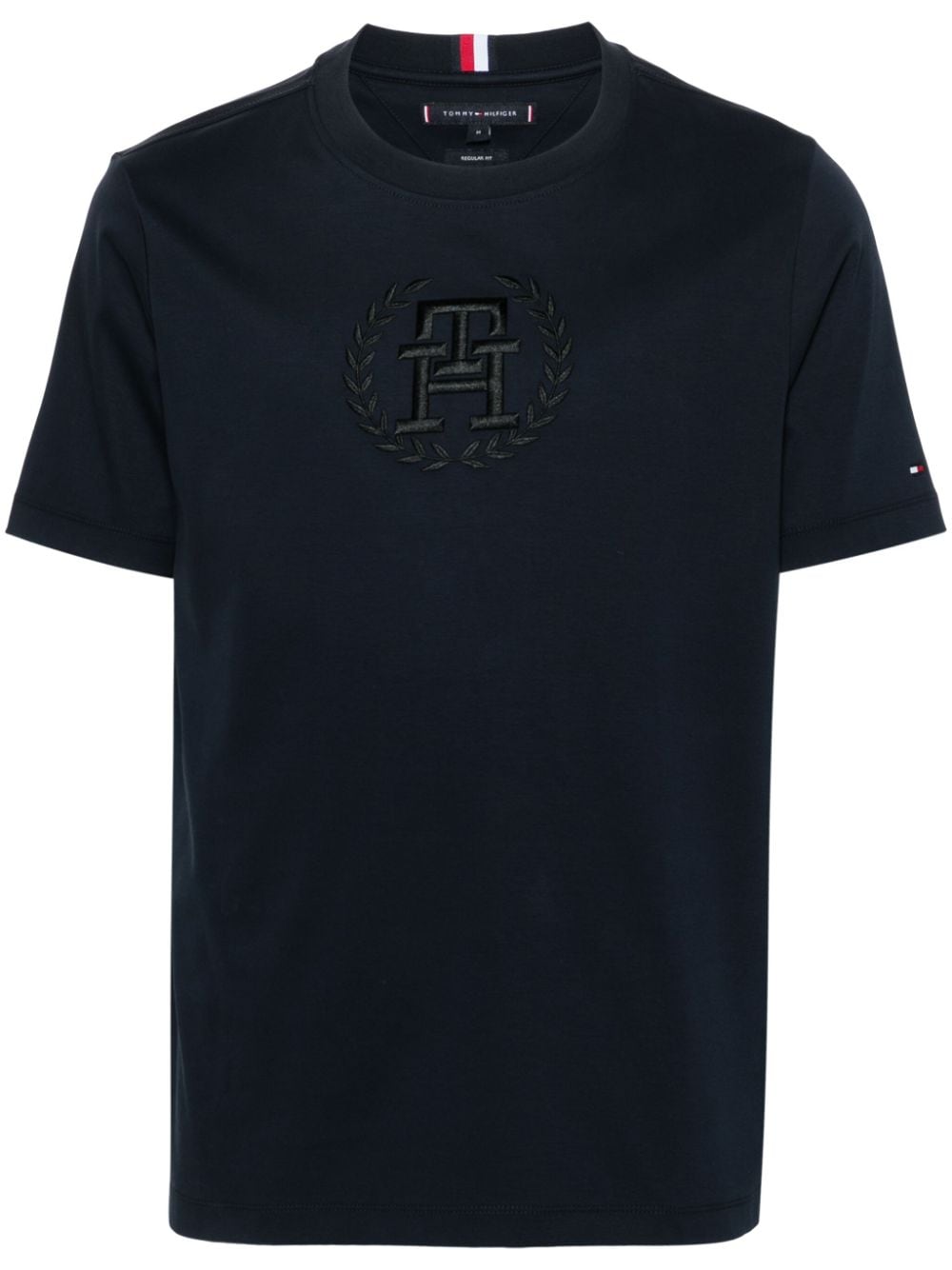 Tommy Hilfiger logo-embroidered T-shirt - Blue von Tommy Hilfiger