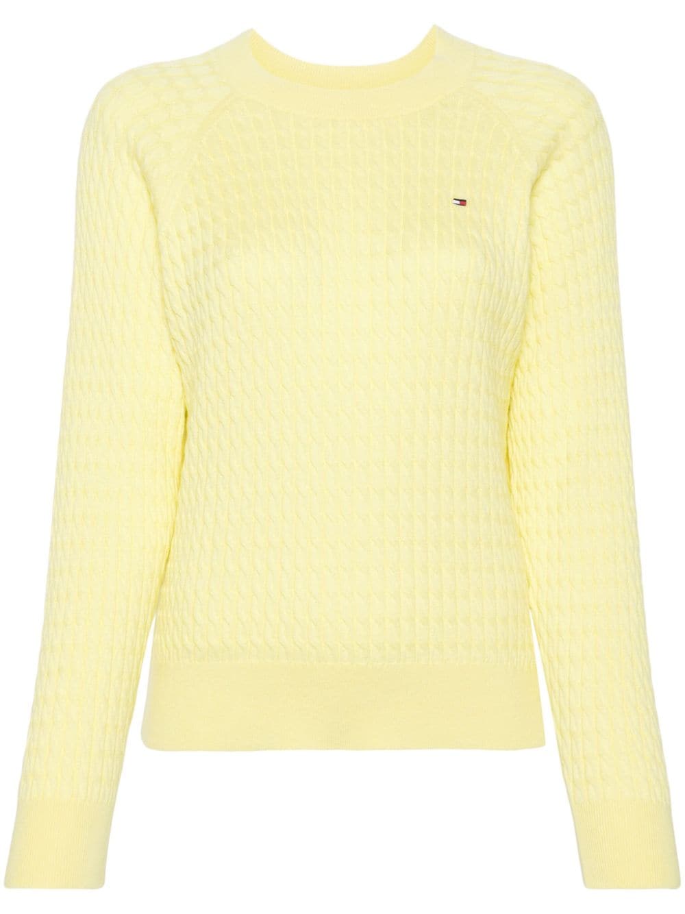 Tommy Hilfiger logo-embroidered cable-knit jumper - Yellow von Tommy Hilfiger