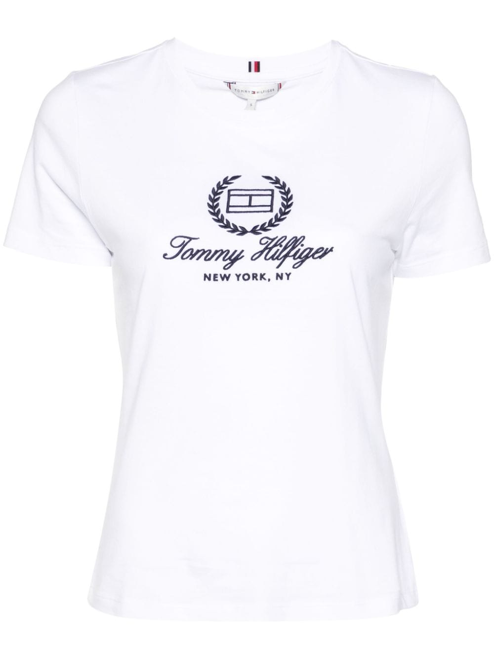 Tommy Hilfiger logo-embroidered cotton T-shirt - White von Tommy Hilfiger