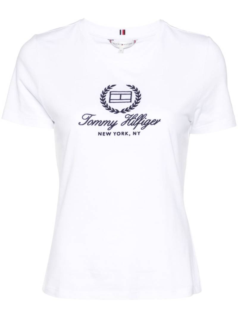 Tommy Hilfiger logo-embroidered cotton T-shirt - White von Tommy Hilfiger