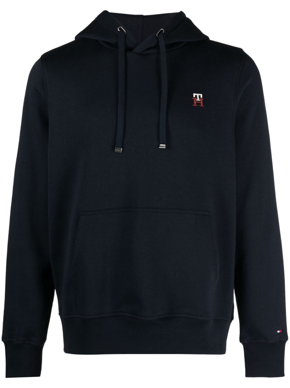 Tommy Hilfiger logo-embroidered cotton-blend hoodie - Blue von Tommy Hilfiger