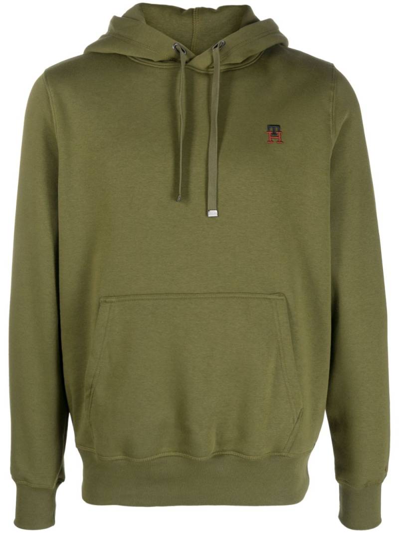 Tommy Hilfiger logo-embroidered cotton-blend hoodie - Green von Tommy Hilfiger