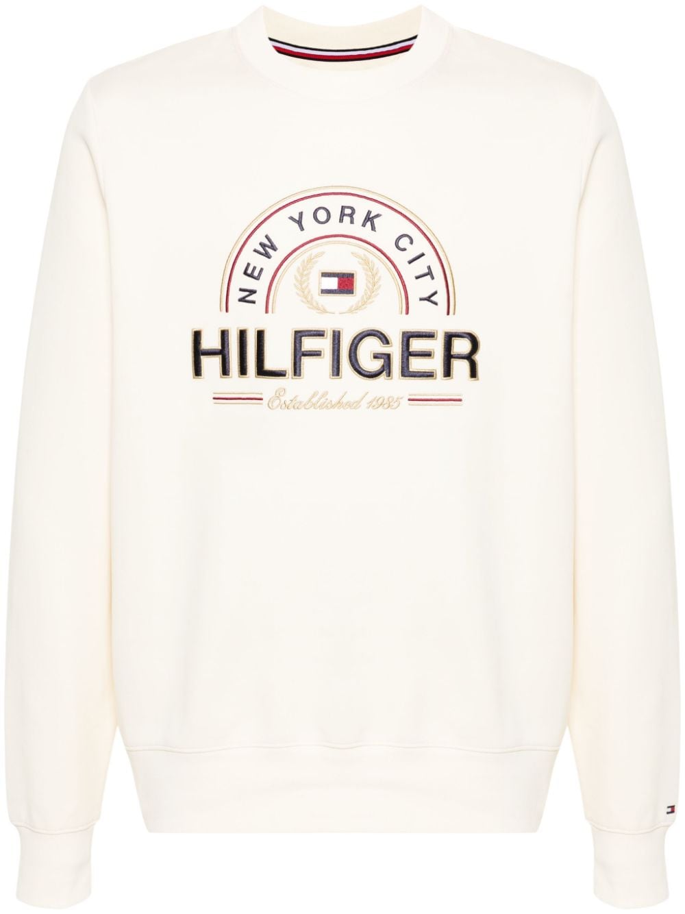 Tommy Hilfiger logo-embroidered cotton blend sweatshirt - Neutrals von Tommy Hilfiger