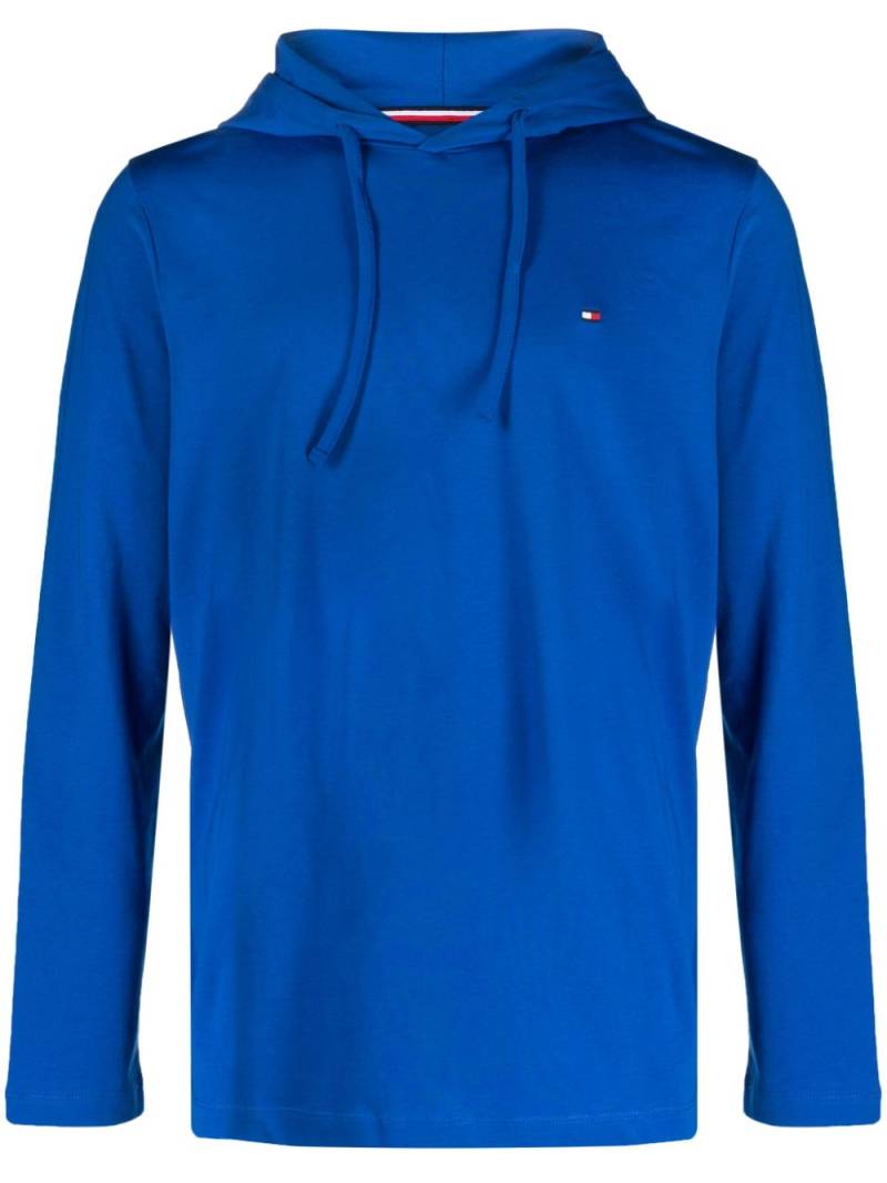 Tommy Hilfiger logo-embroidered cotton hoodie - Blue von Tommy Hilfiger