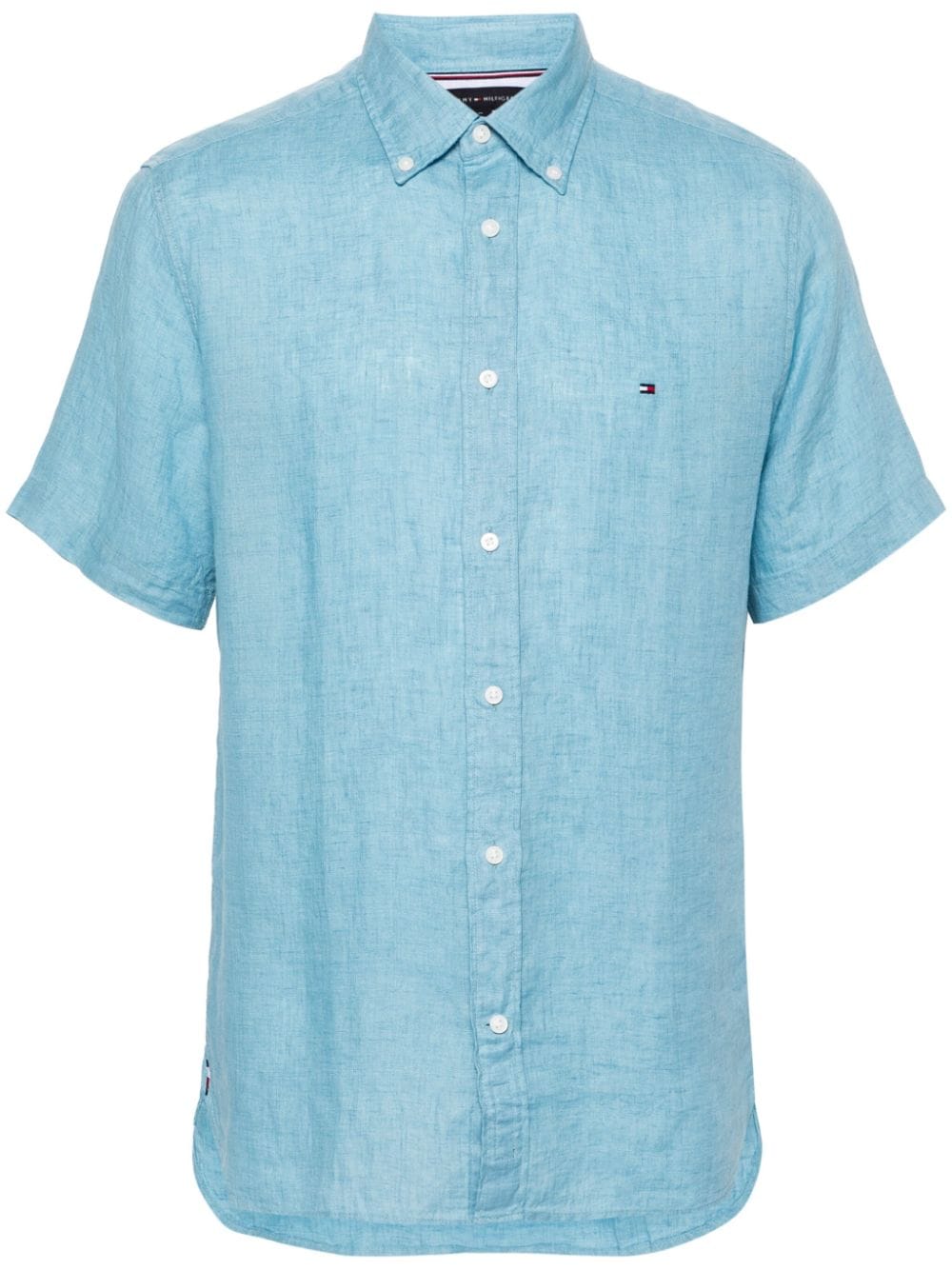 Tommy Hilfiger logo-embroidered linen shirt - Blue von Tommy Hilfiger