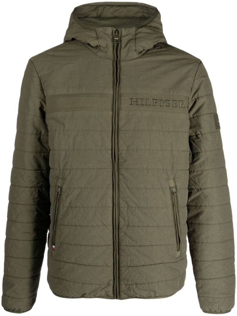 Tommy Hilfiger logo-embroidered padded hooded jacket - Green von Tommy Hilfiger