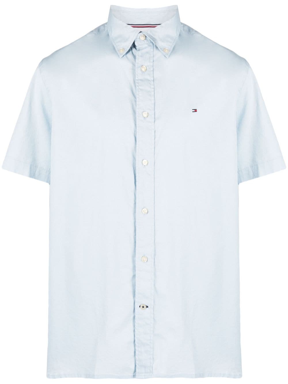 Tommy Hilfiger logo-embroidered poplin shirt - Blue von Tommy Hilfiger